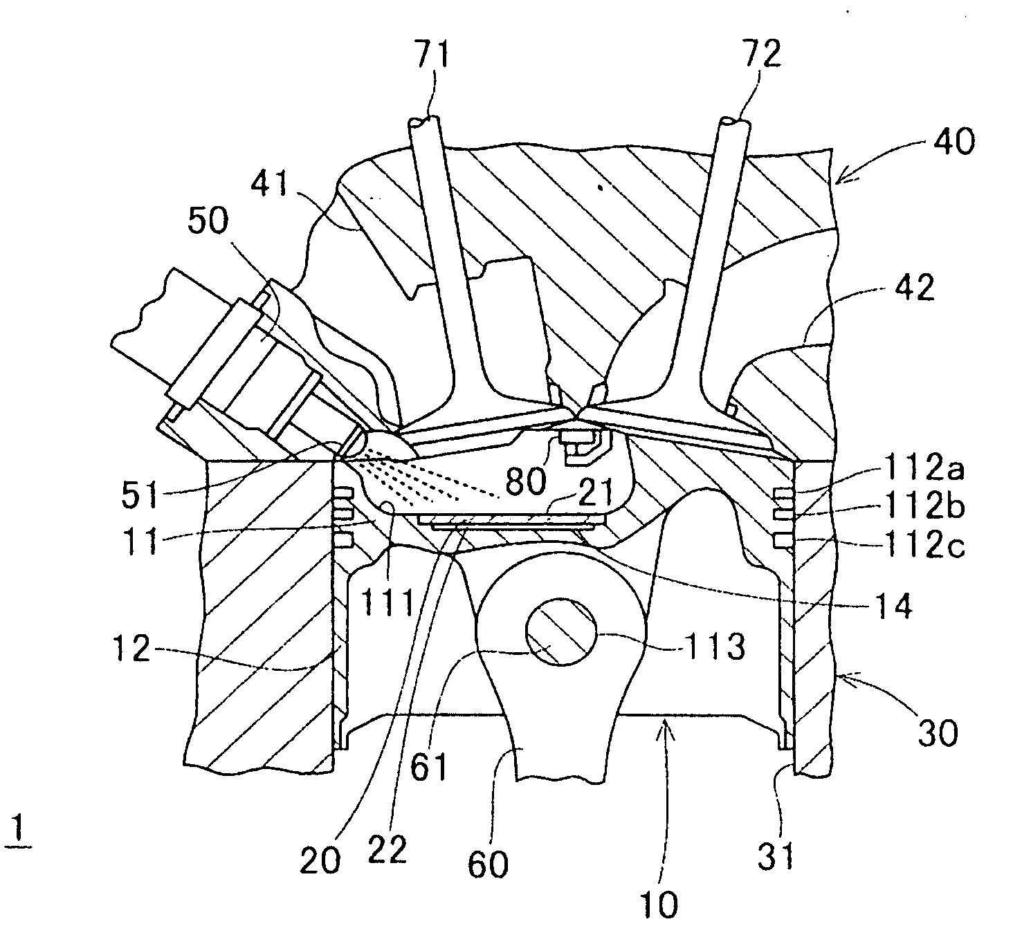 In-cylinder fuel-injection type internal combustion engine, piston for in-cylinder fuel-injection type internal combustion engine and process for manufacturing piston for in-cylinder fuel-injection type internal combustion engine