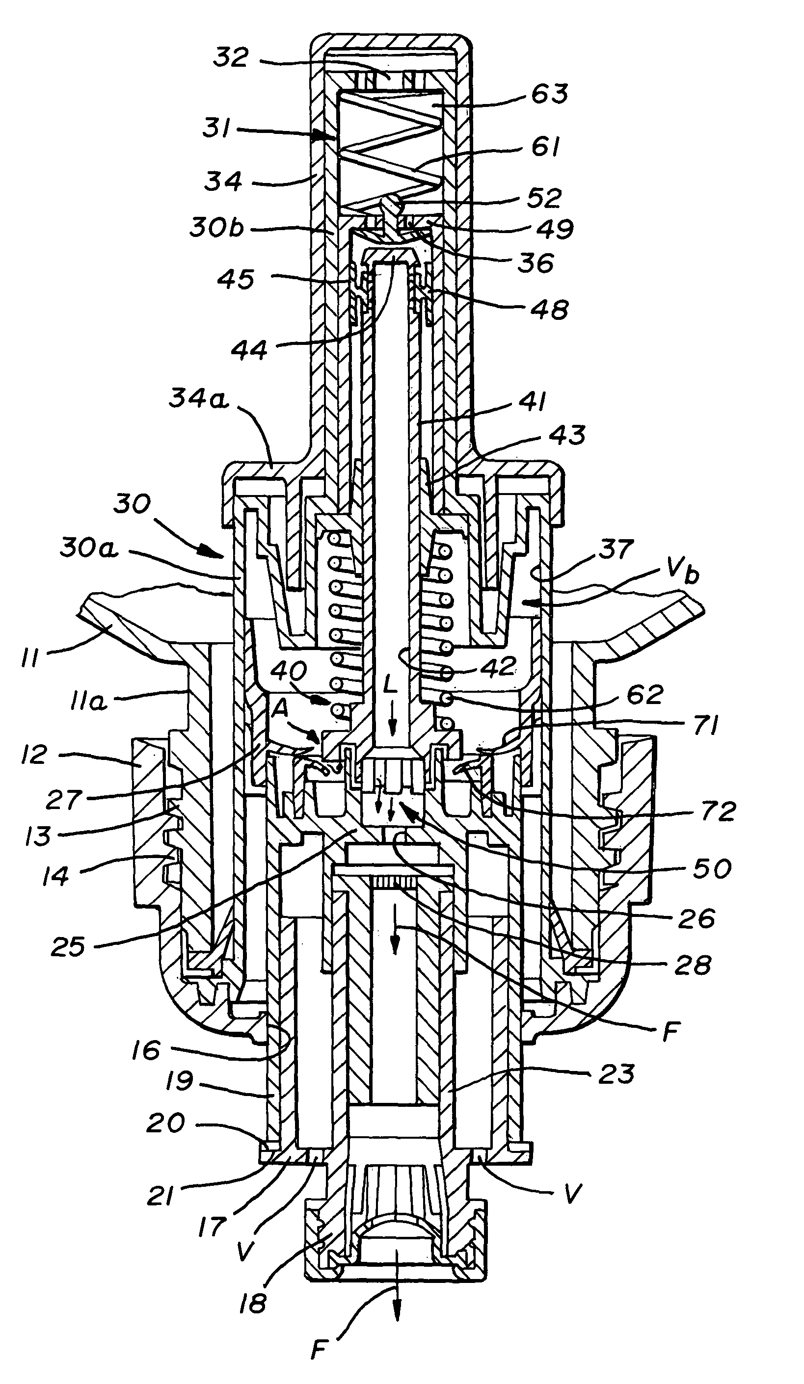 Foam producing pump with anti-drip feature