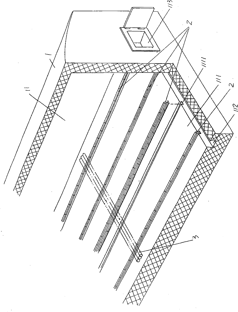 Fitting structure of guide rail and furnace body of metal round bar heating furnace