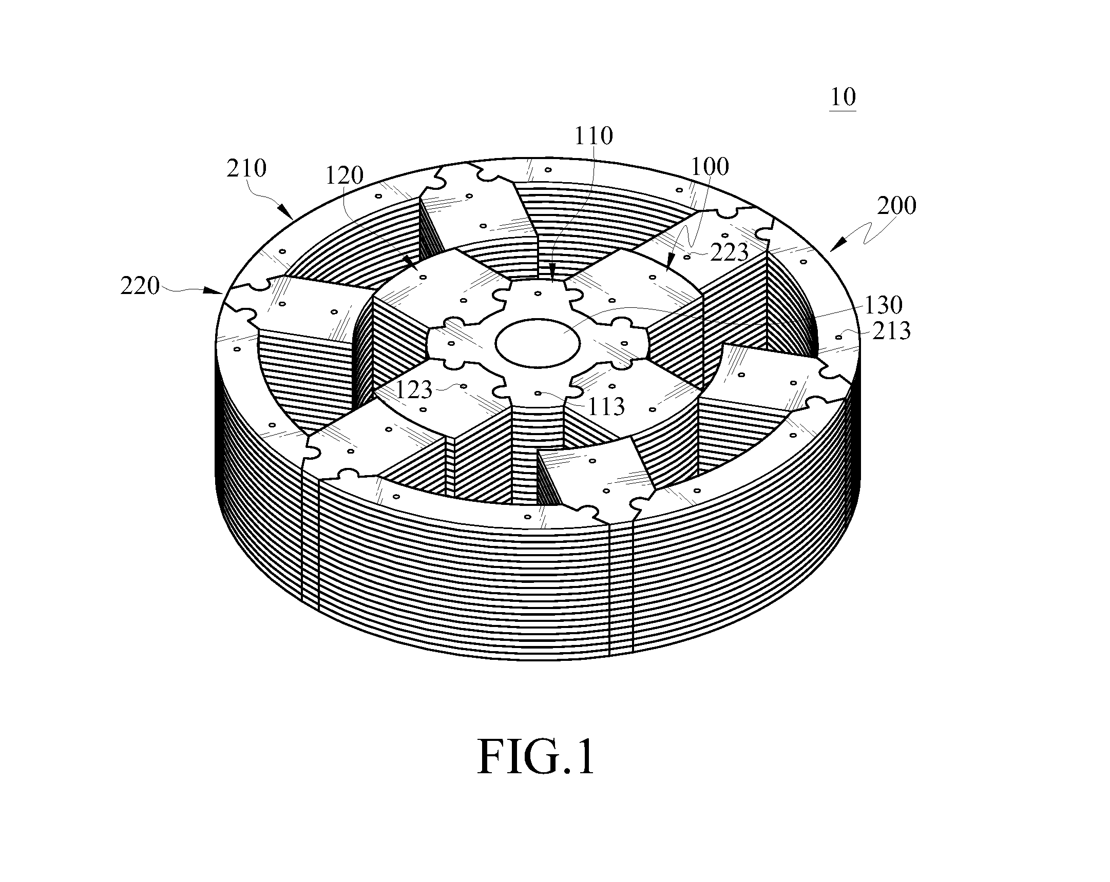 Segmented magneto-conductive structure applied in rotating machines