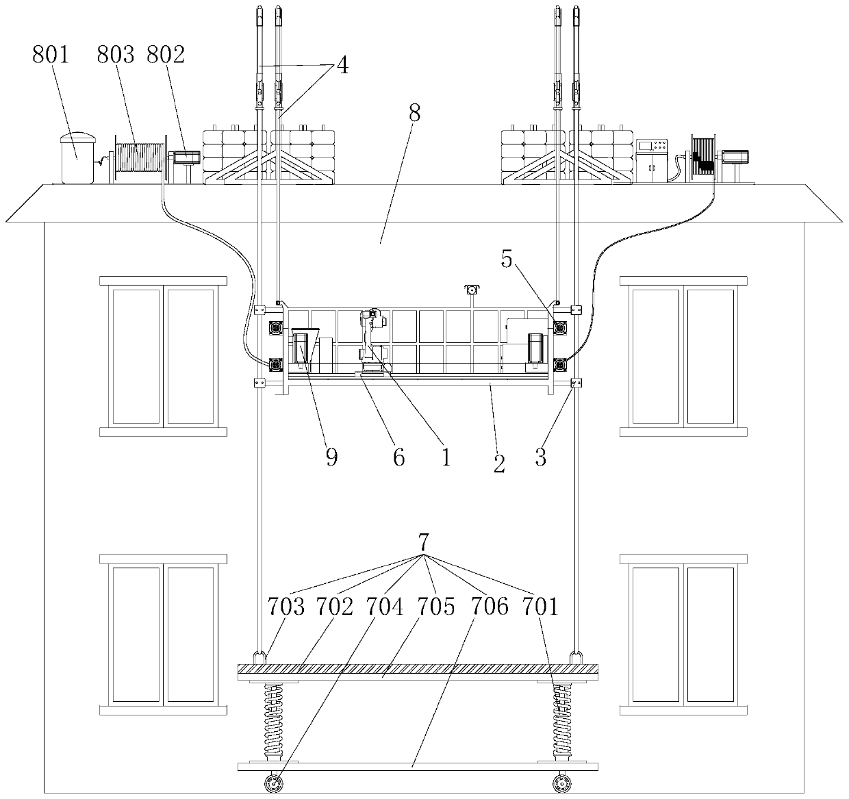 Coating machine for exterior walls of high-rise buildings