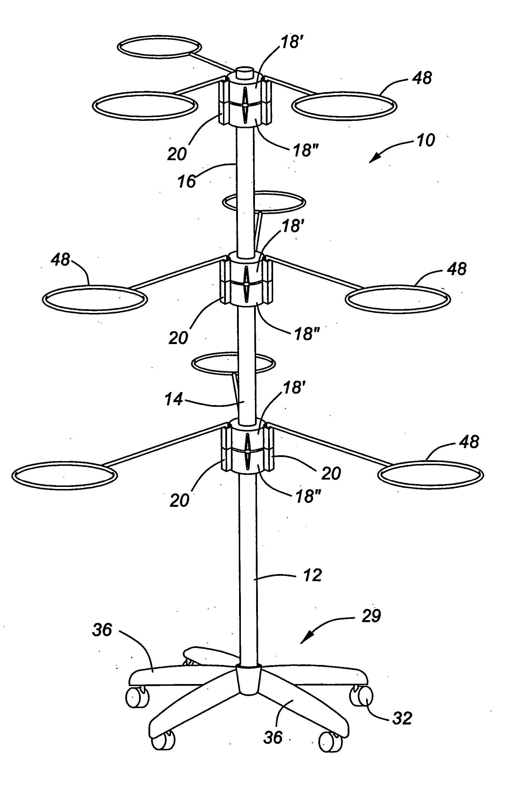 Modular tree-like structure for holding potted plants