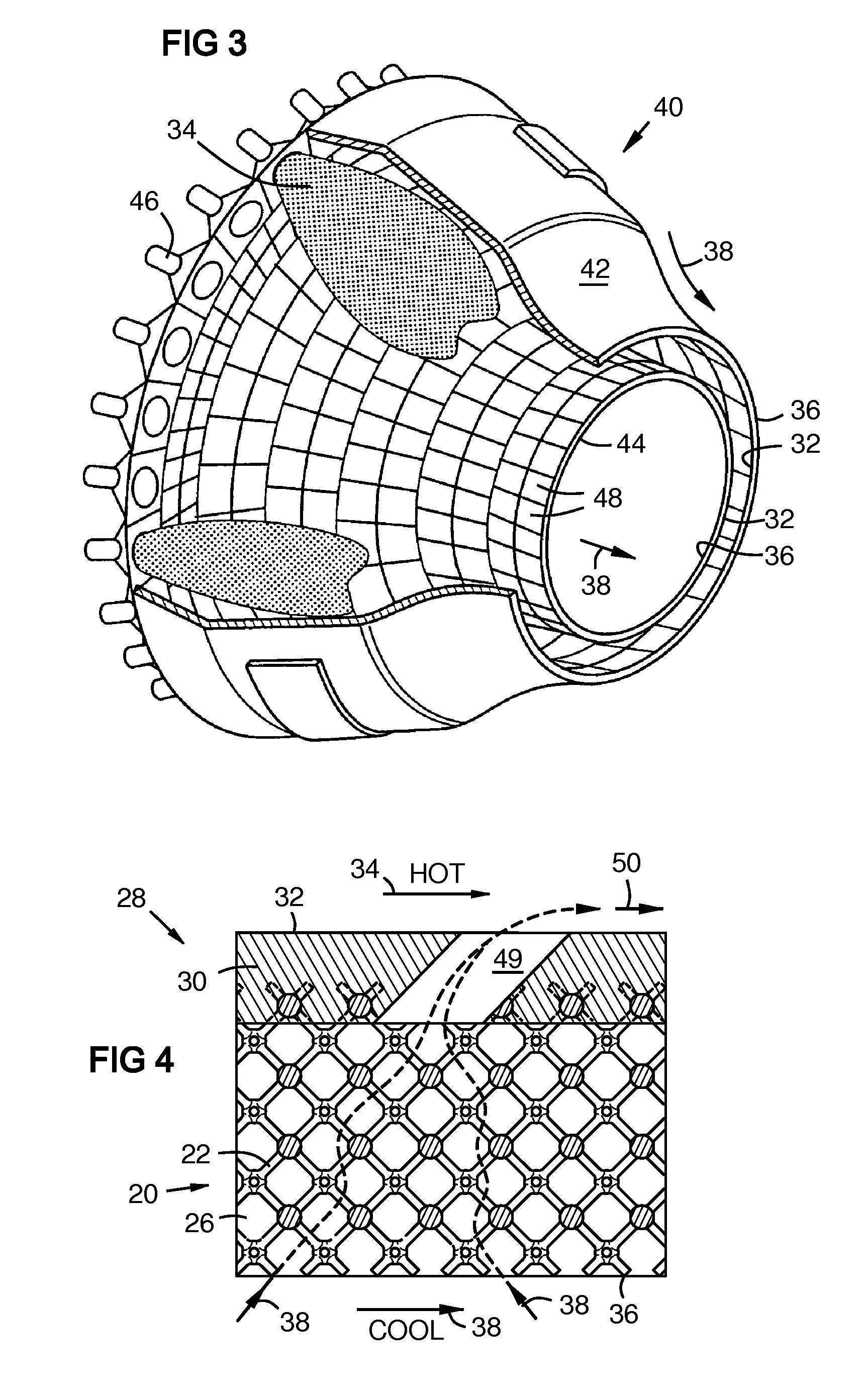 Process for making a wall with a porous element for component cooling