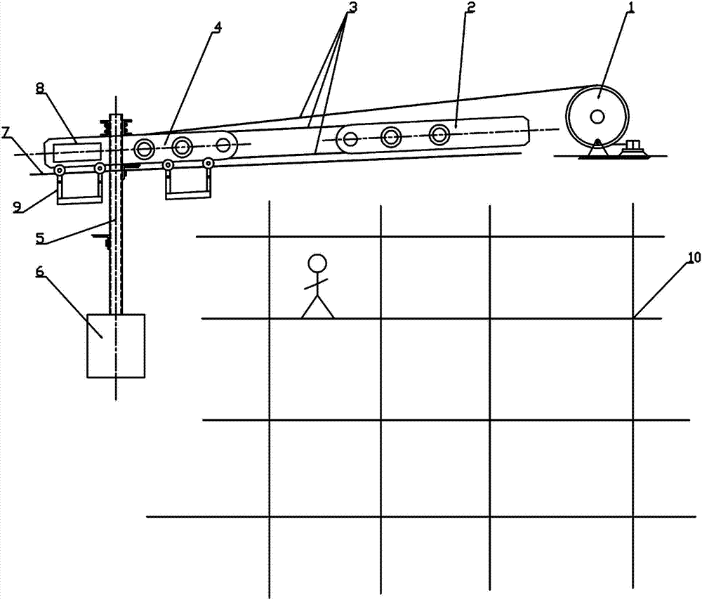 Cable machine main rope river-passing balance safety device