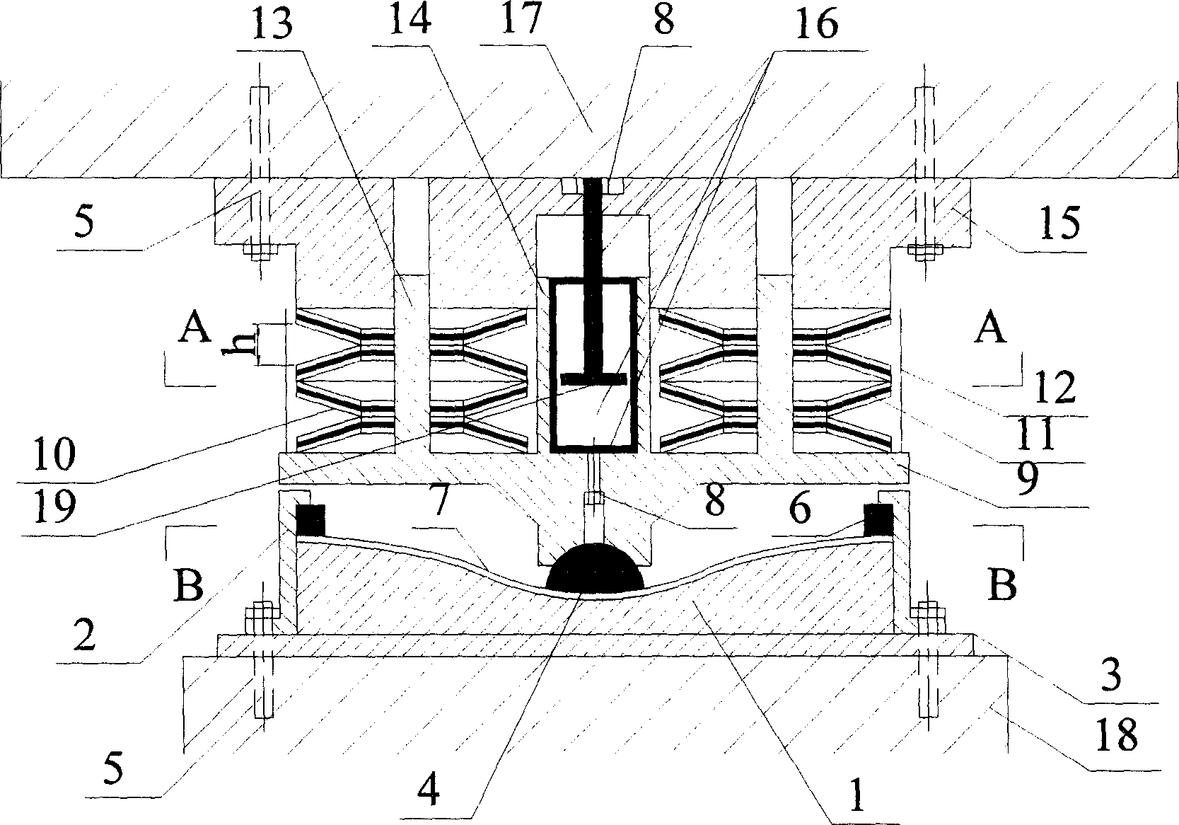 Curvature variable self-reset and protection three-dimensional shock damping and insulation energy dissipating support