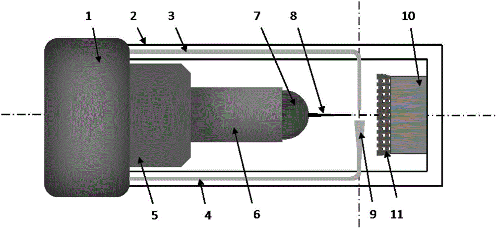 Transmission electron microscope sample rod capable of measuring nano-monomer absorption spectrum and use method thereof