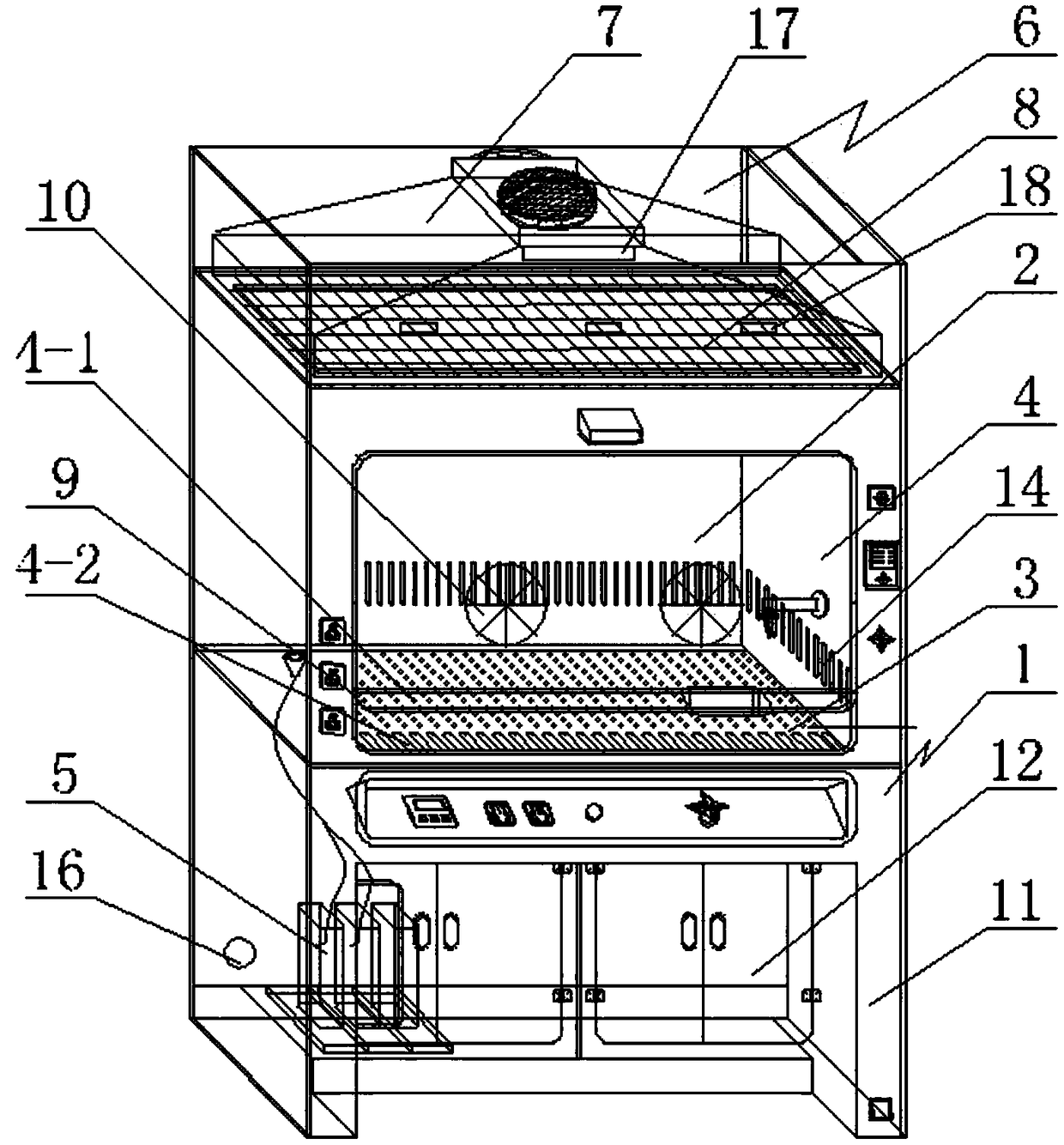 Hundred-level gas cleaning type detoxifying cabinet