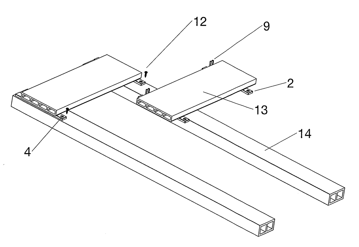 Fitting for laying decking boards