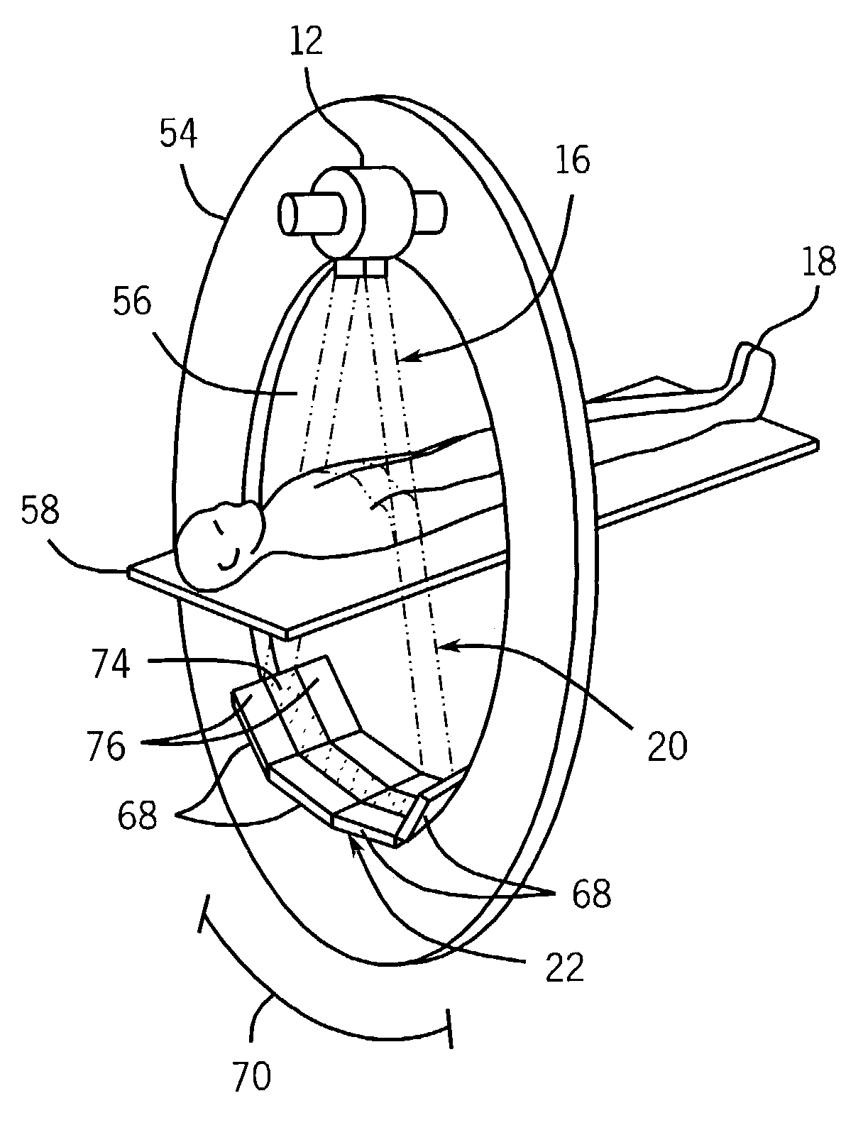 Volumetric CT system and method utilizing multiple detector panels