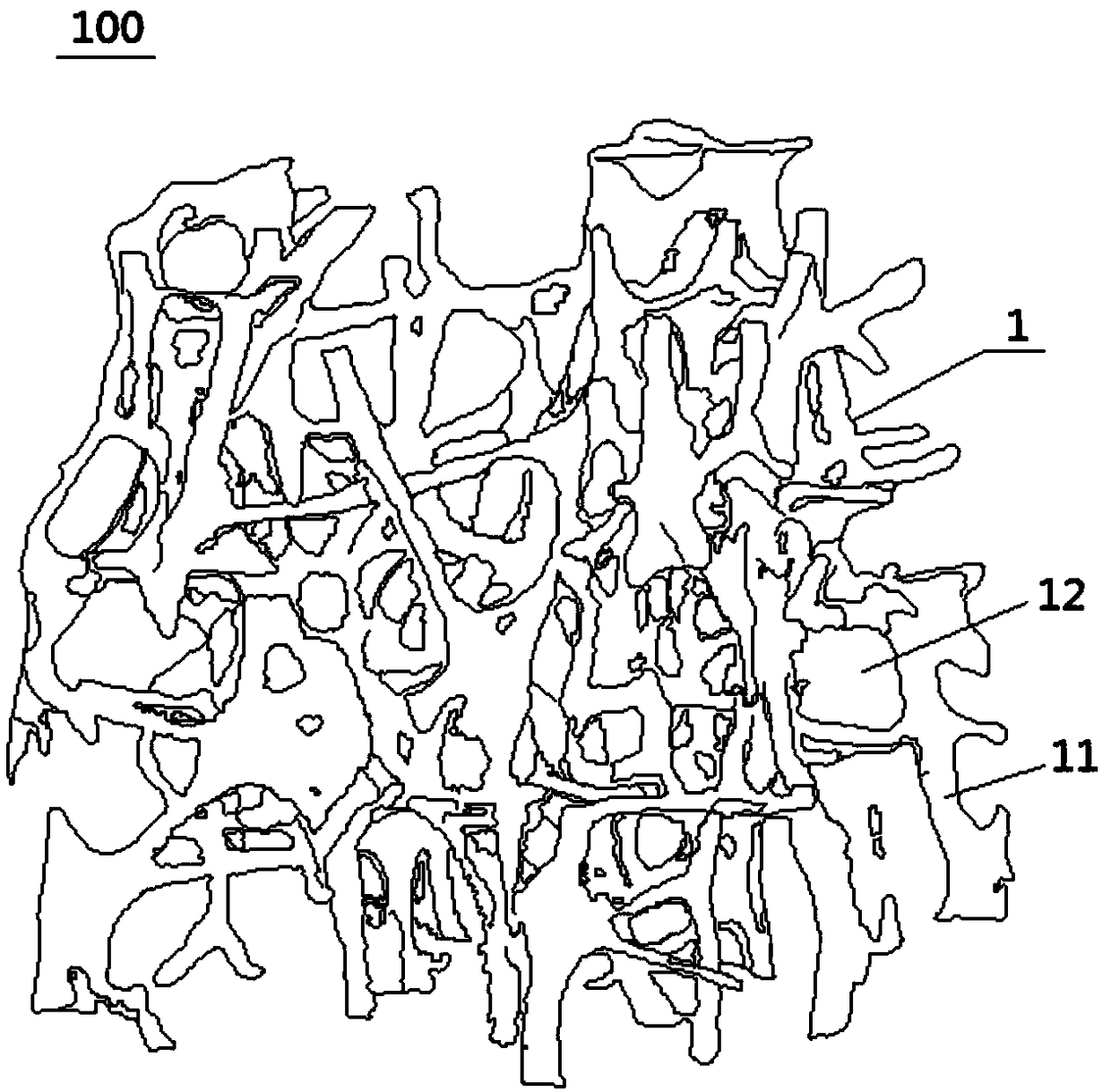 Trabecular bone structure and prosthesis using the structure