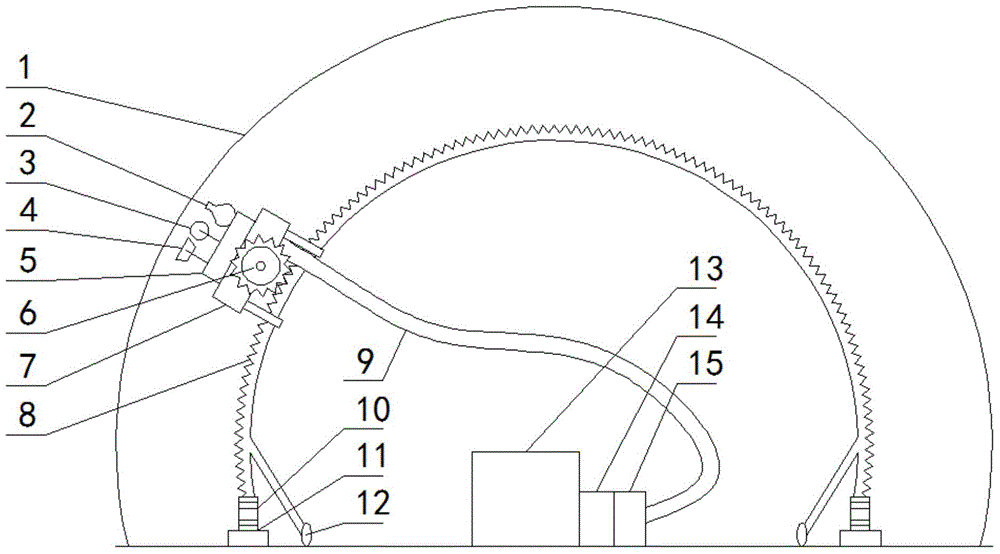 Concrete spraying and painting integration tunnel construction device