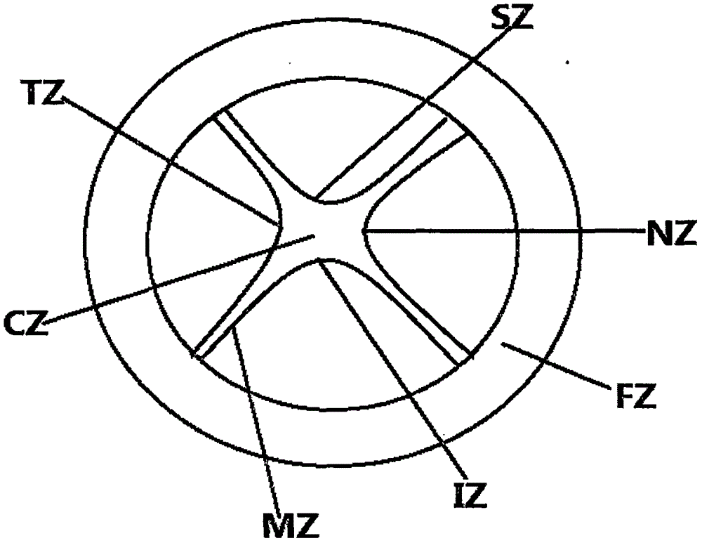 Four-quadrant area ambitus out-of-focus corneal contact lens