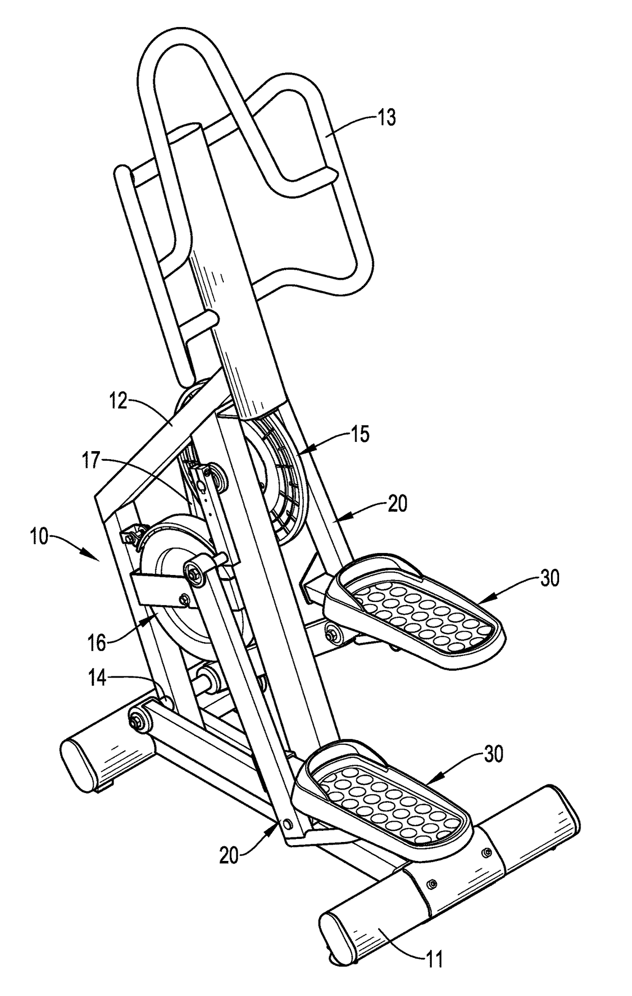 Heel-lifting elliptical machine