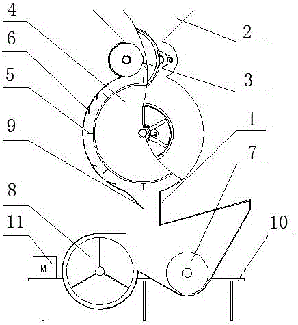 Differential pressing roller type peony seed unshelling and cleaning device