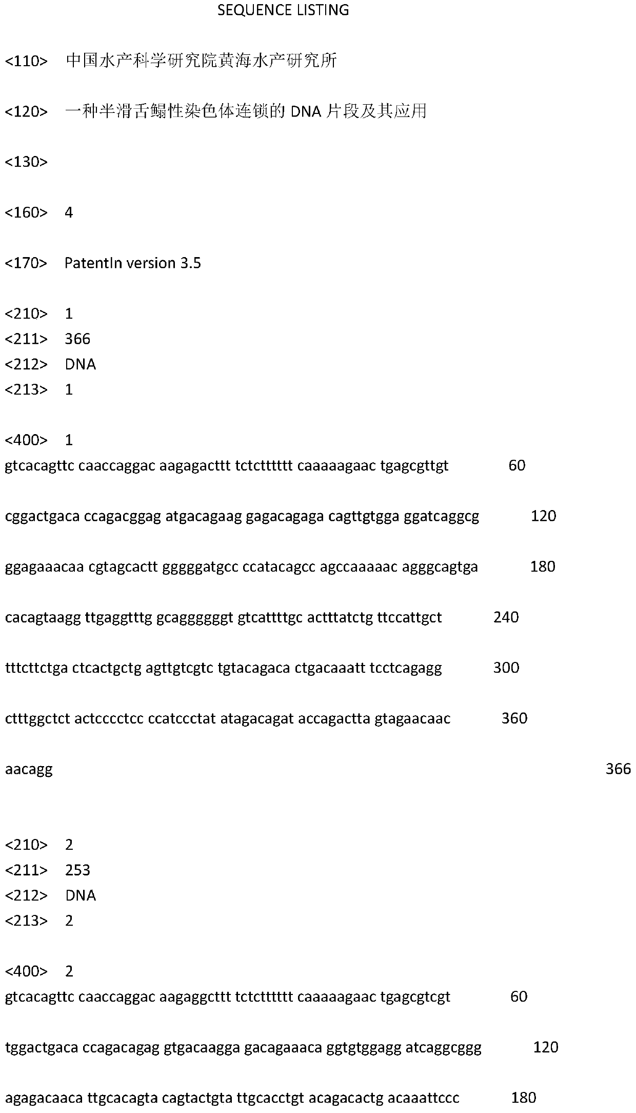 A sex chromosome-linked dna fragment of half-smooth tongue sole and its application