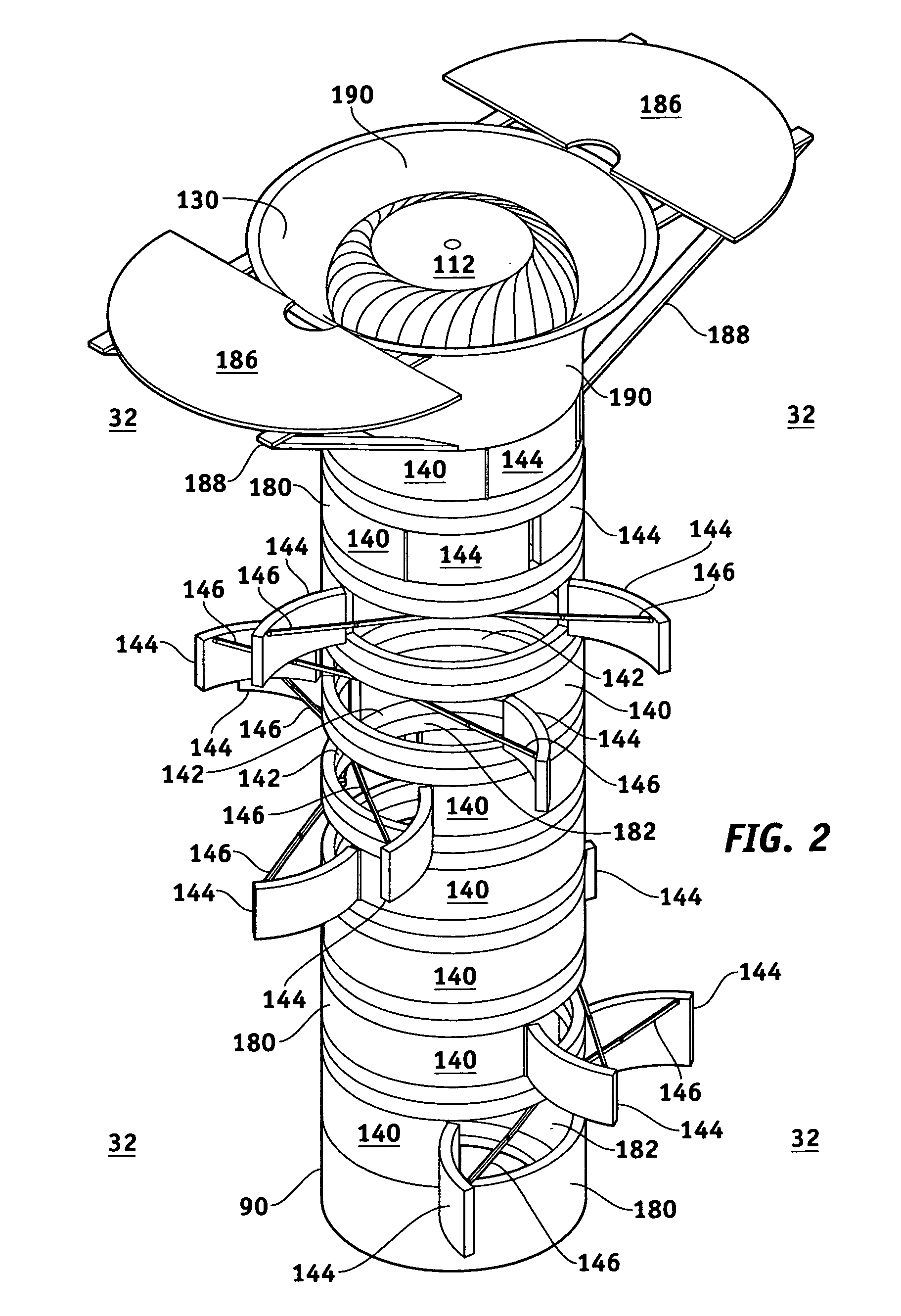 Method and apparatus to utilize the push-pull power of an upwards flow of wind energy within a structure