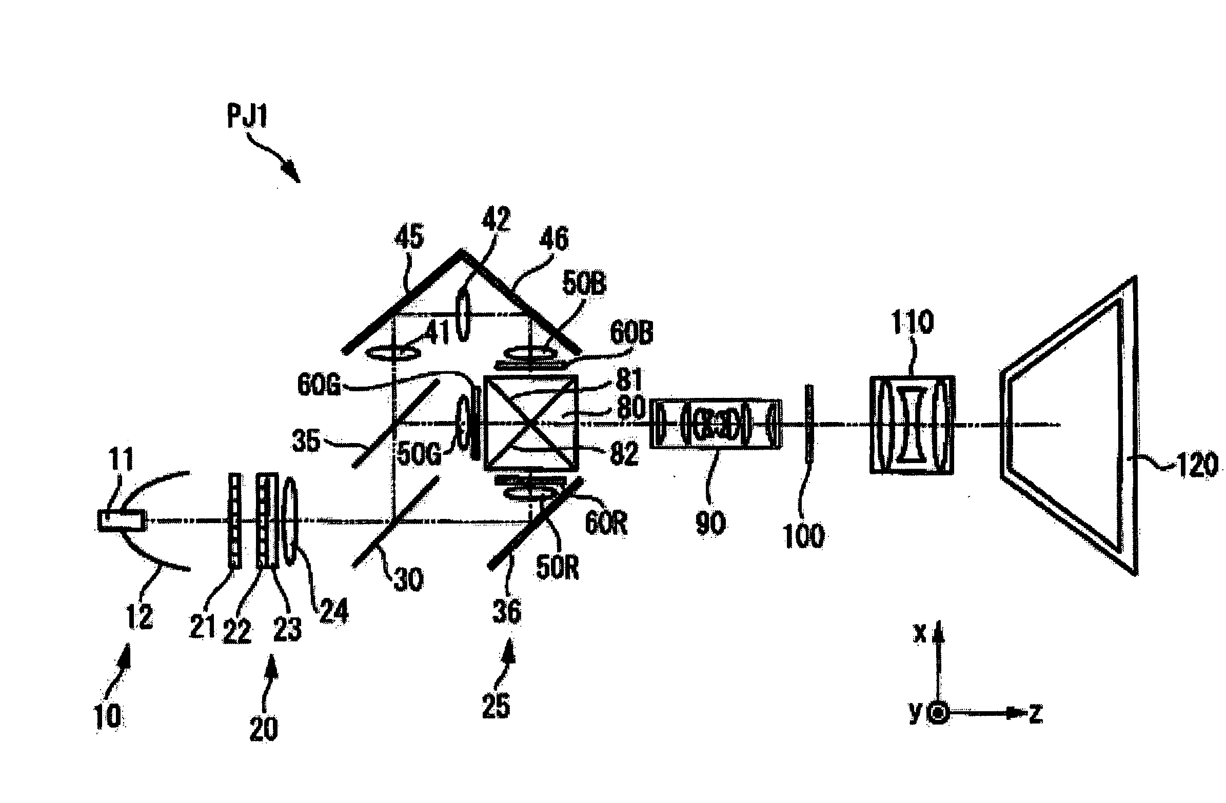 Image display device and projector