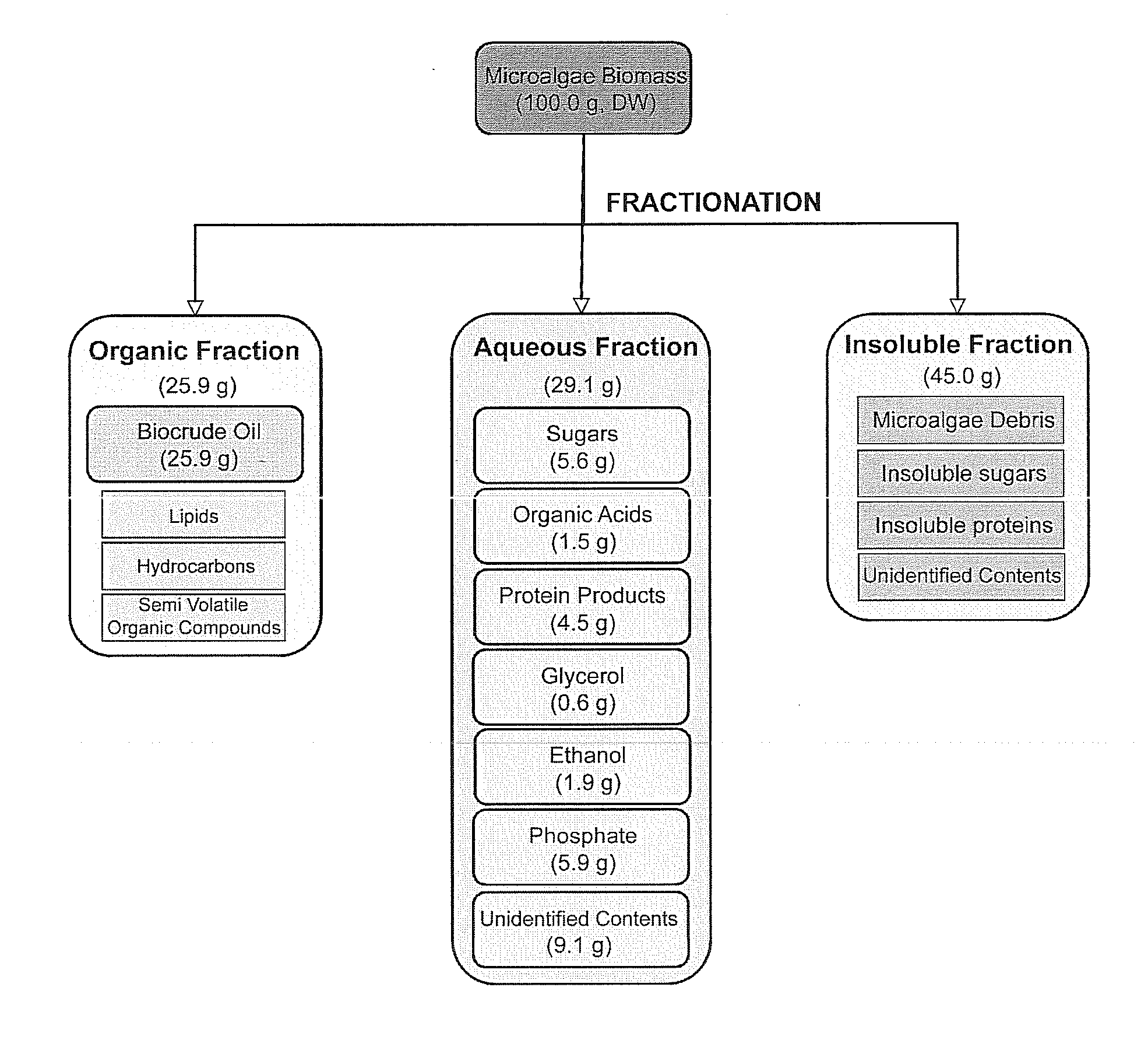 Algae biomass fractionation