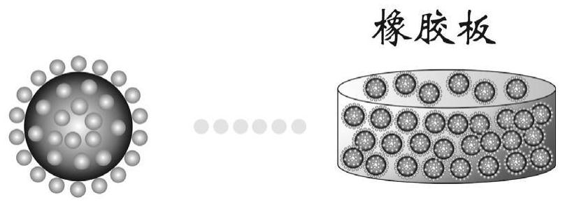 A metal powder-rubber particle composite phonon material, preparation method and application