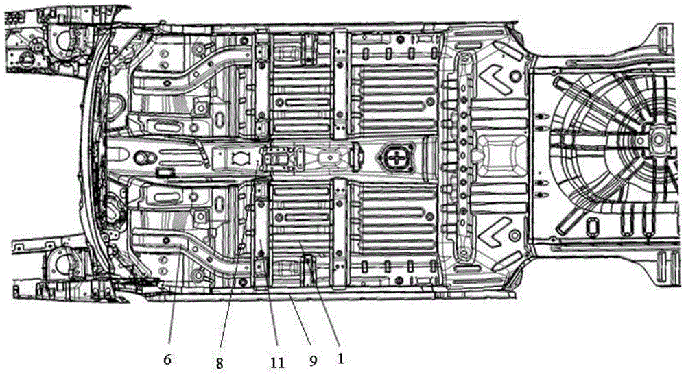 A battery-swapping type electric vehicle body front floor crossbeam connection structure