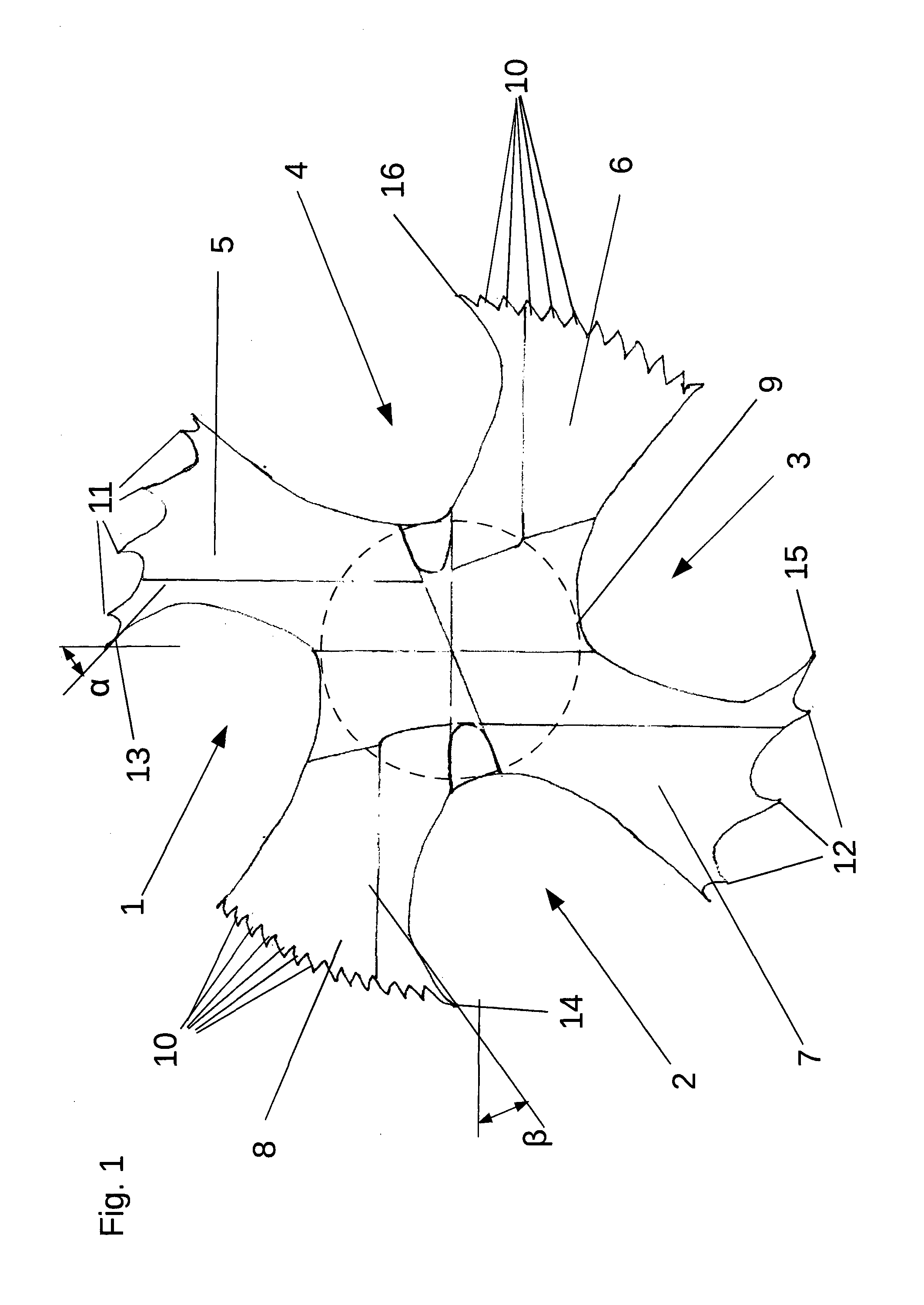 End milling cutter for processing of fiber-reinforced materials such as carobon fiber reinforced plastics (CFRP)