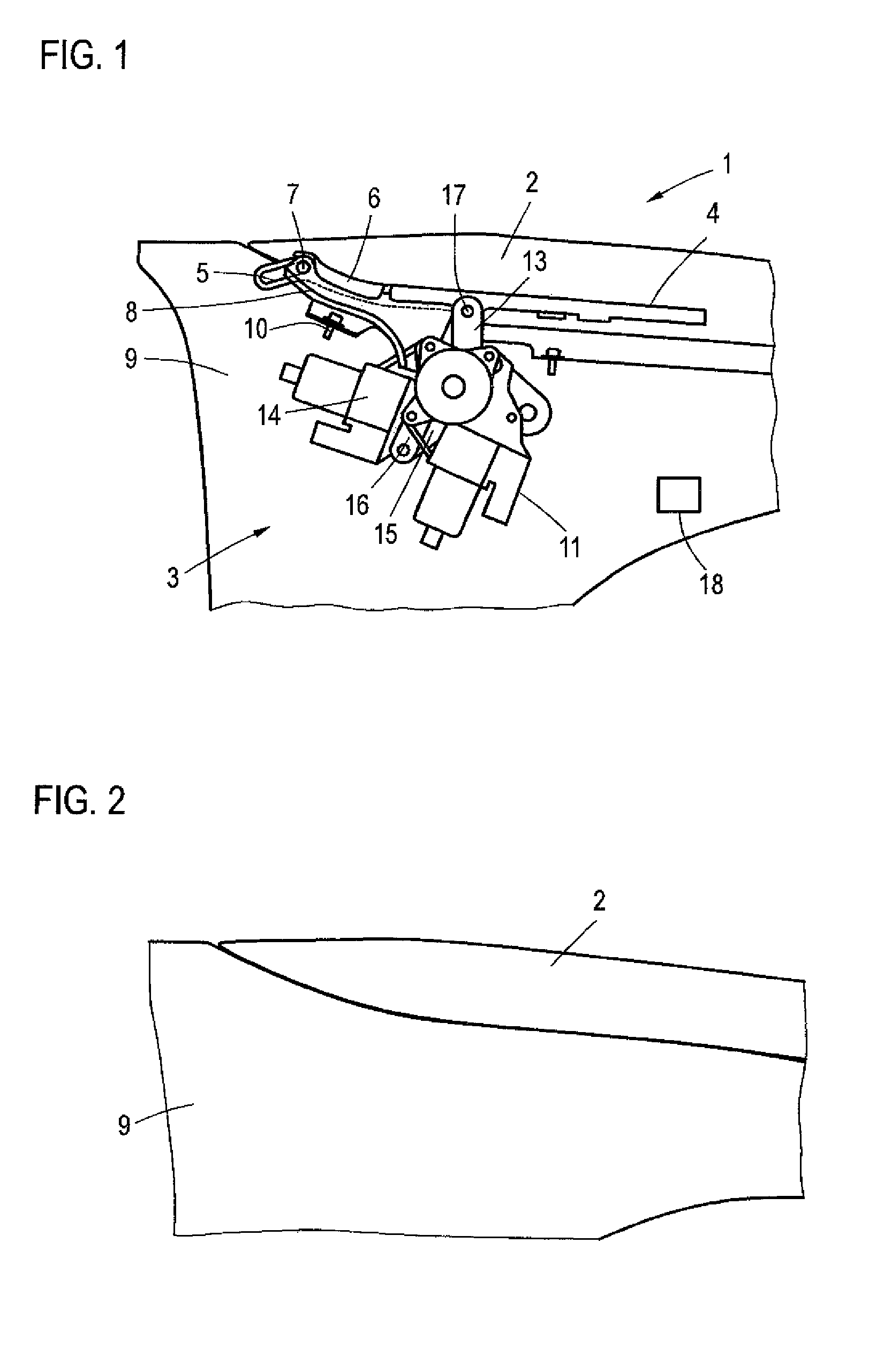 Adjusting device for a front lid