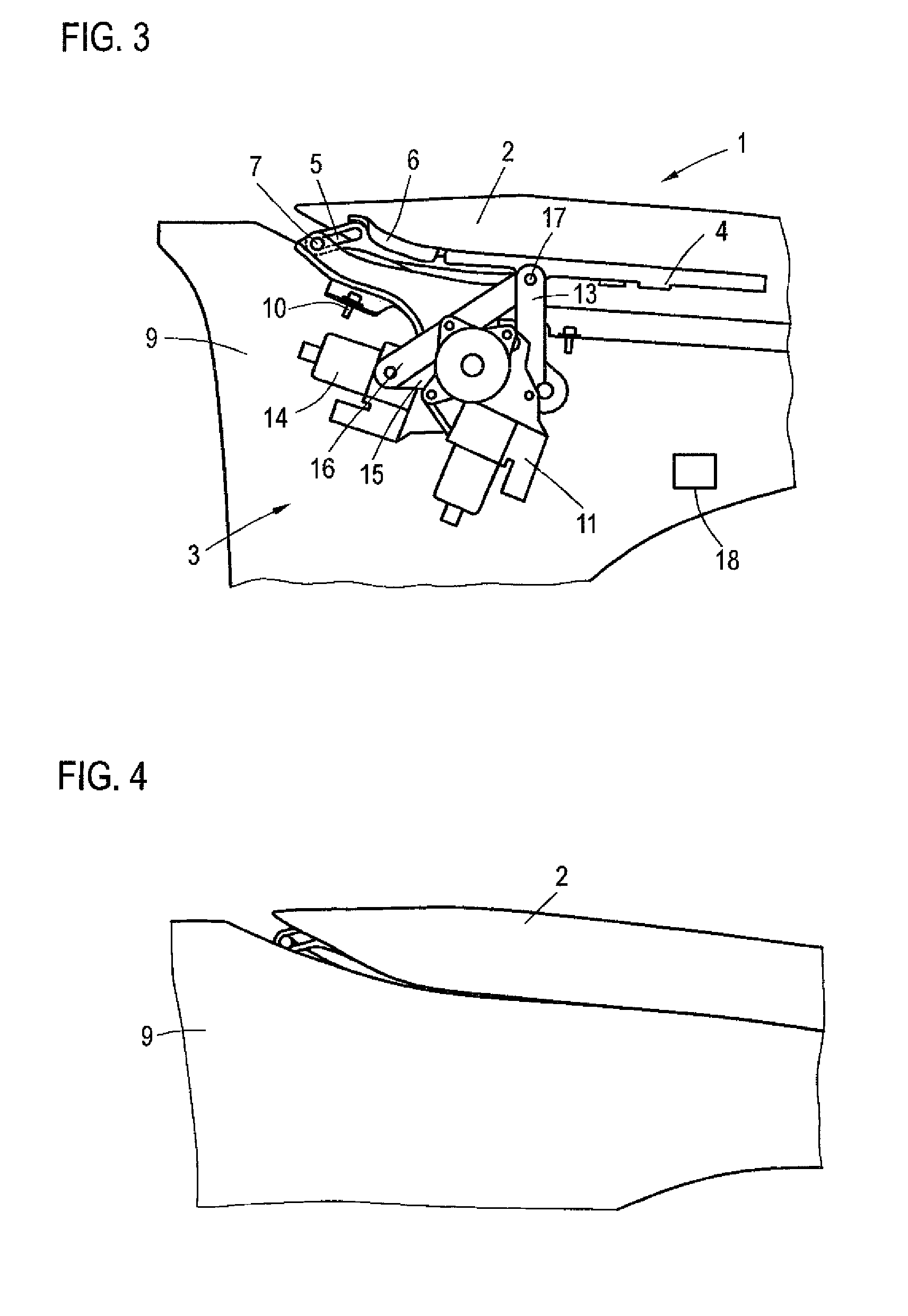 Adjusting device for a front lid