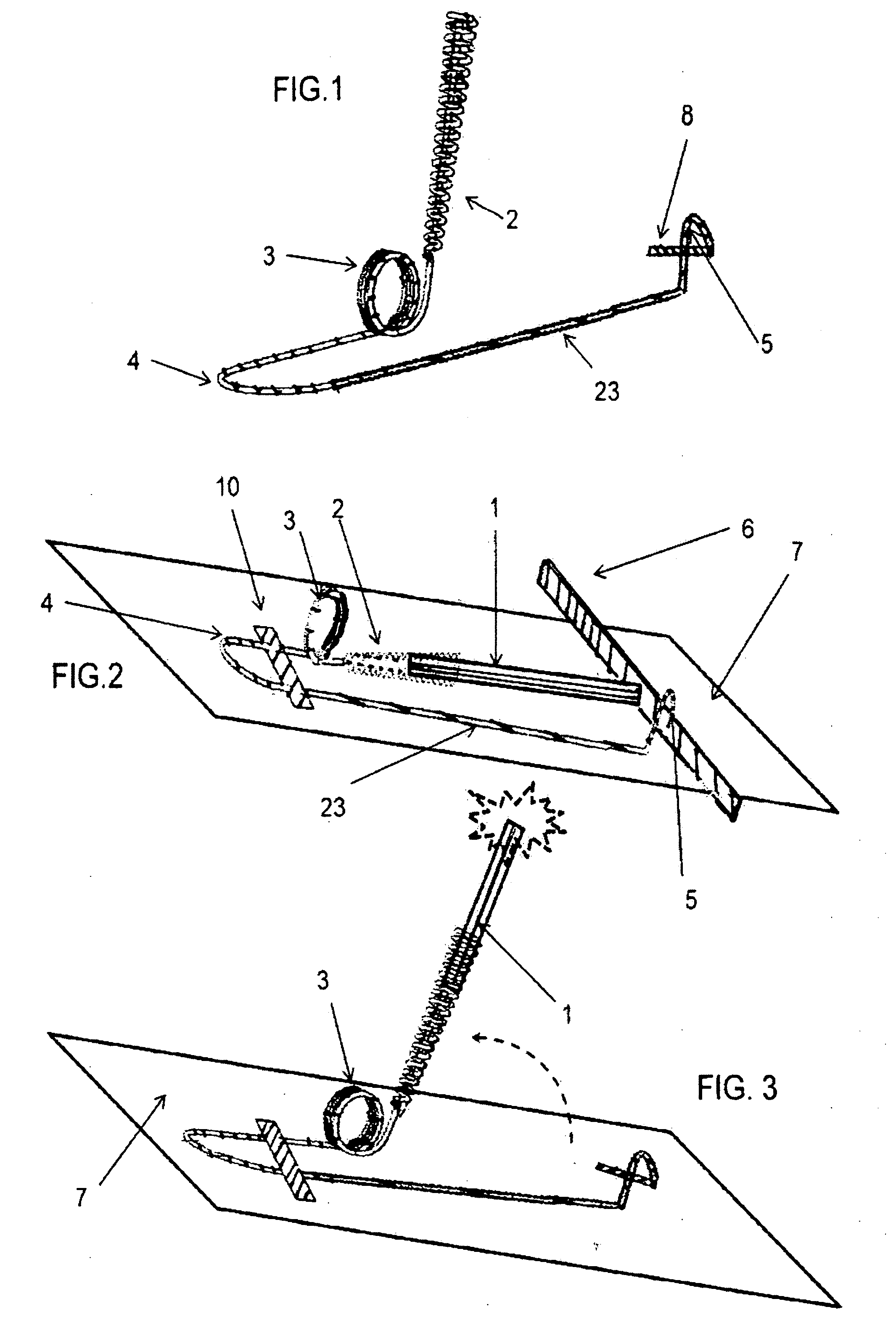 Fastener for pyrotechnic element