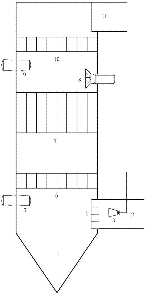 Denitration system for removing nitrogen oxide in sintering flue gas and flue gas denitration method