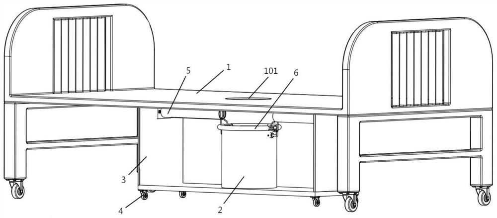 Rapid closing device for defecating nursing bed