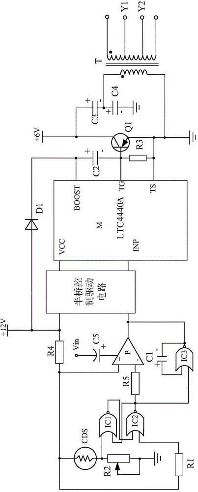 Alternating-current signal amplification type gate drive system based on half-bridge controlled drive circuit