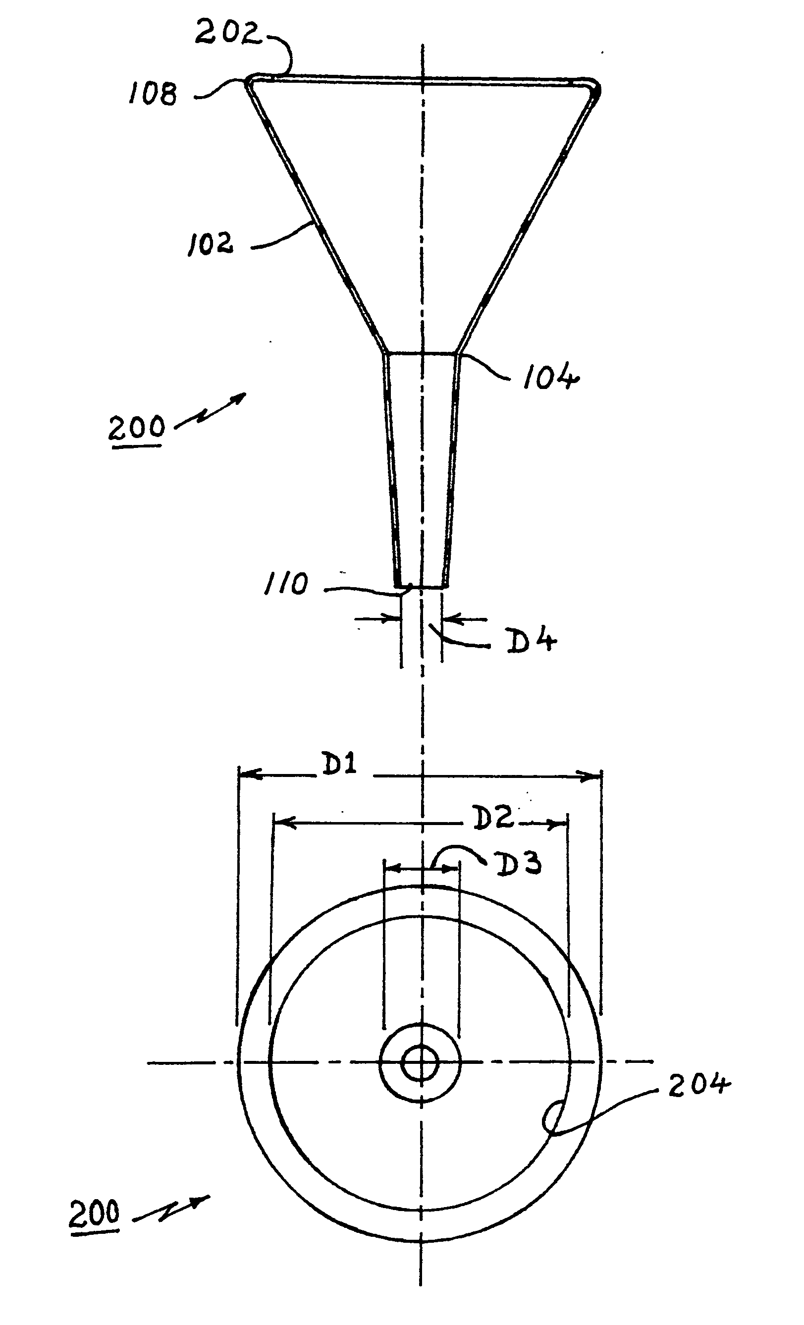 Funnel to counter out-splashing of a fluid being poured through it