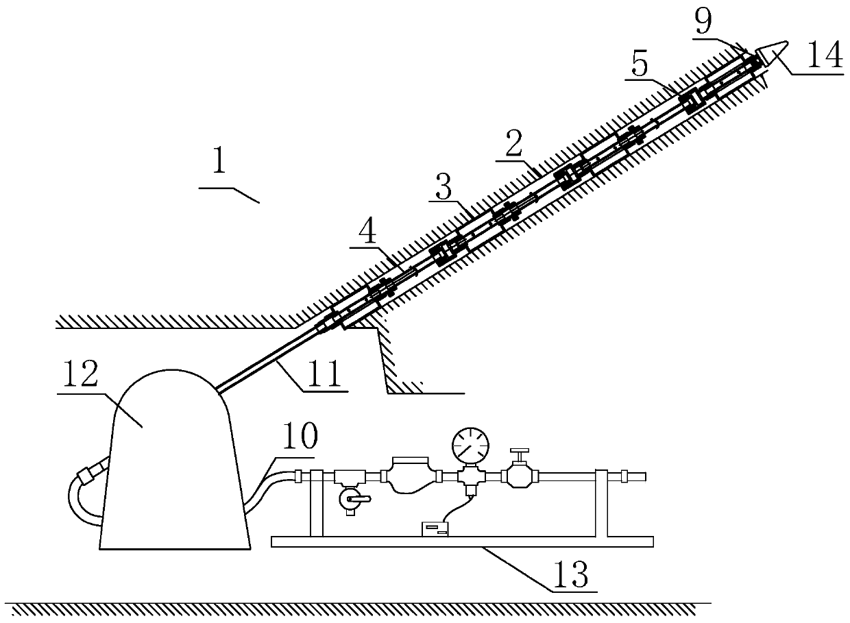 Sectional test method for mining damage range of surrounding rock