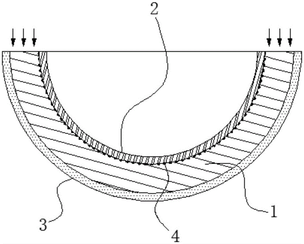 Hood-shaped light guiding structure and illumination lamp provided with hood-shaped light guiding structure