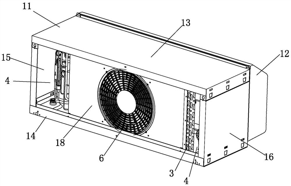 Outdoor side heat exchange structure of air conditioner all-in-one machine