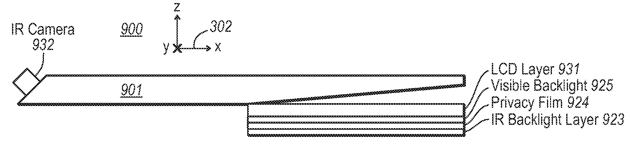 Interactive display using planar radiation guide