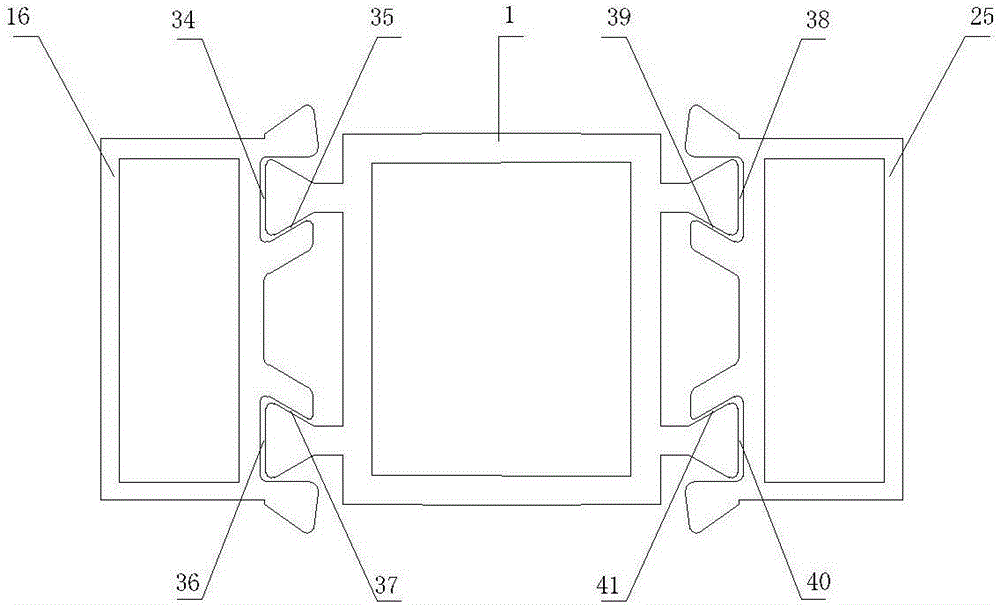 Composite door and window sectional material with combination of internal and external metal sectional materials and middle integral heat-insulation sectional materials