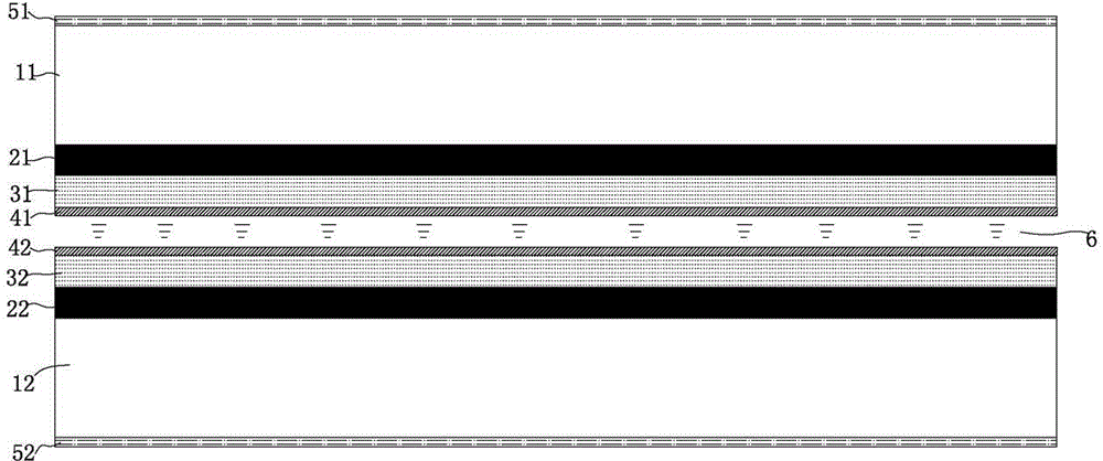 Novel liquid crystal display screen of black matrix structure and preparation method thereof