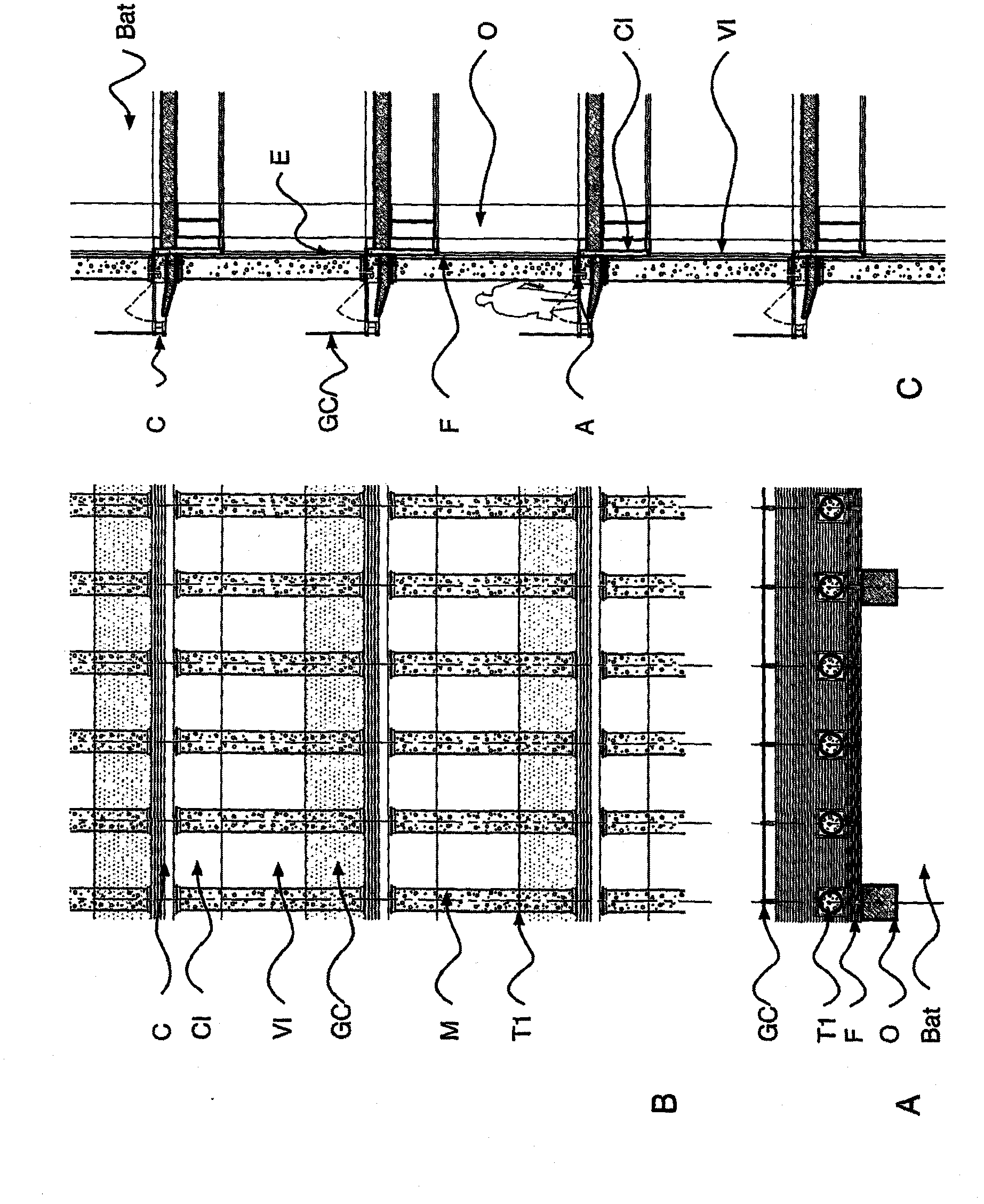 Device for cultivating algae and/or microorganisms for treating an effluent, and biological frontage