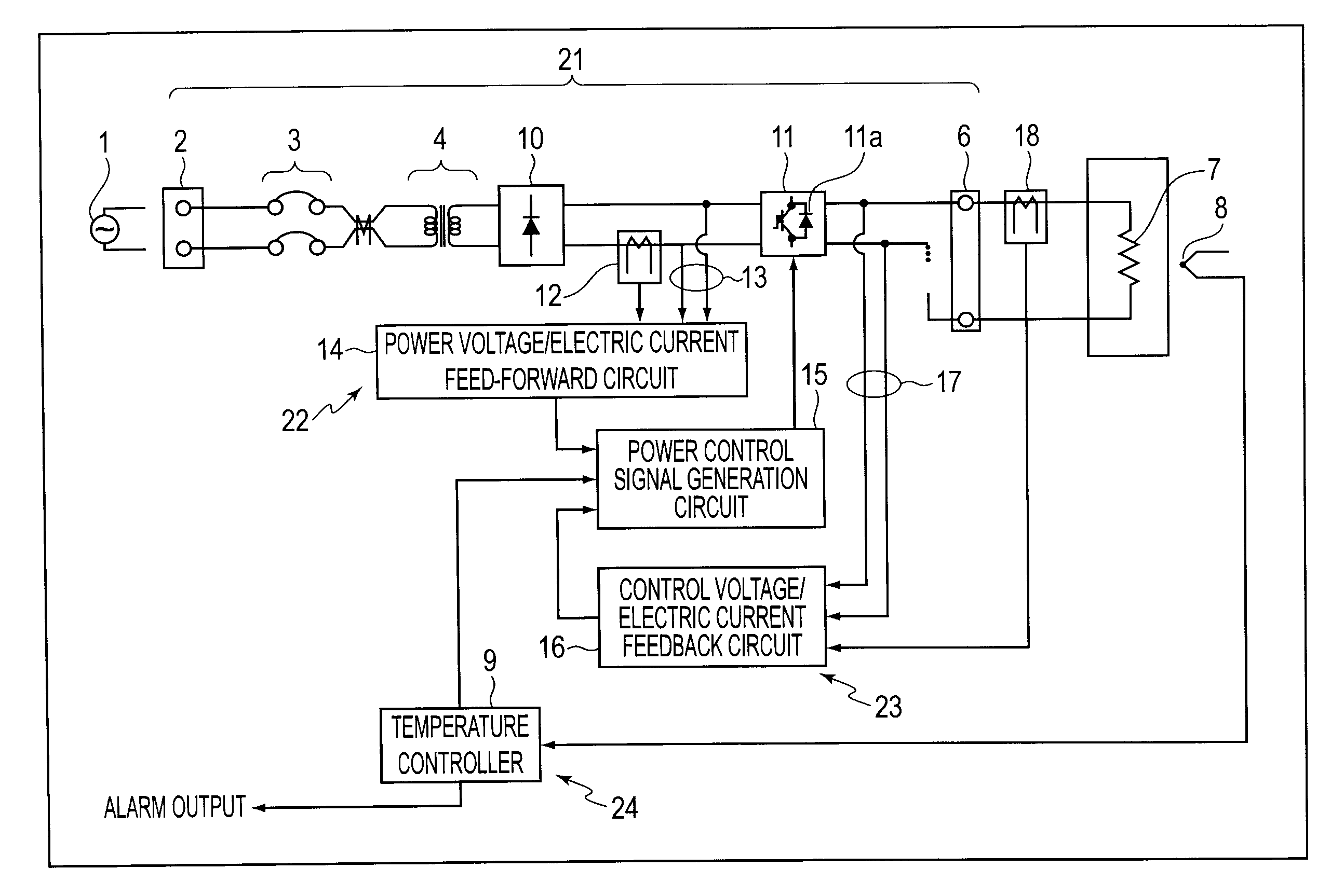 Power supply regulating apparatus, semiconductor manufacturing apparatus, method for controlling power to heater, and method for manufacturing semiconductor device