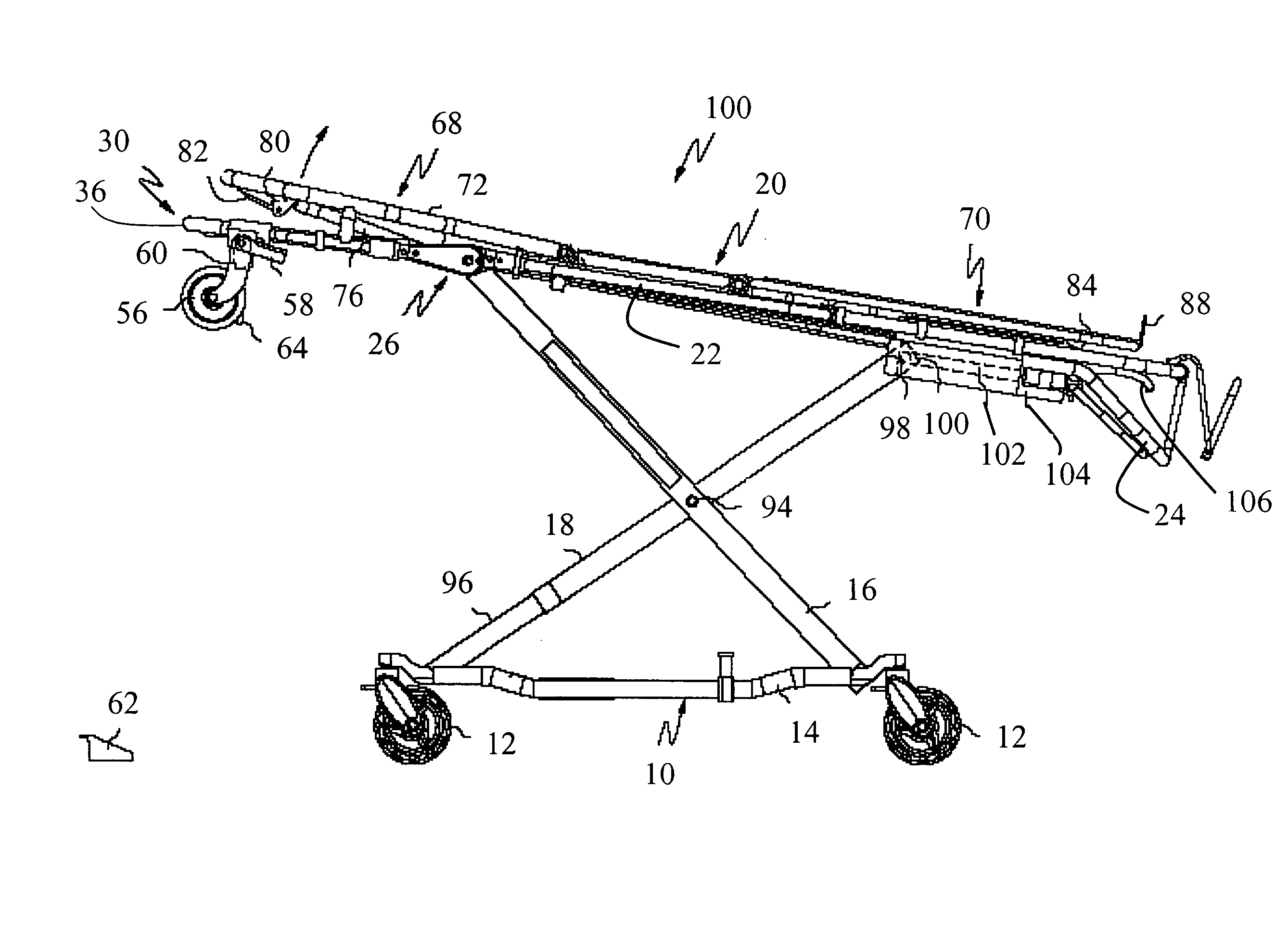 Ambulance cot with improved drop frame