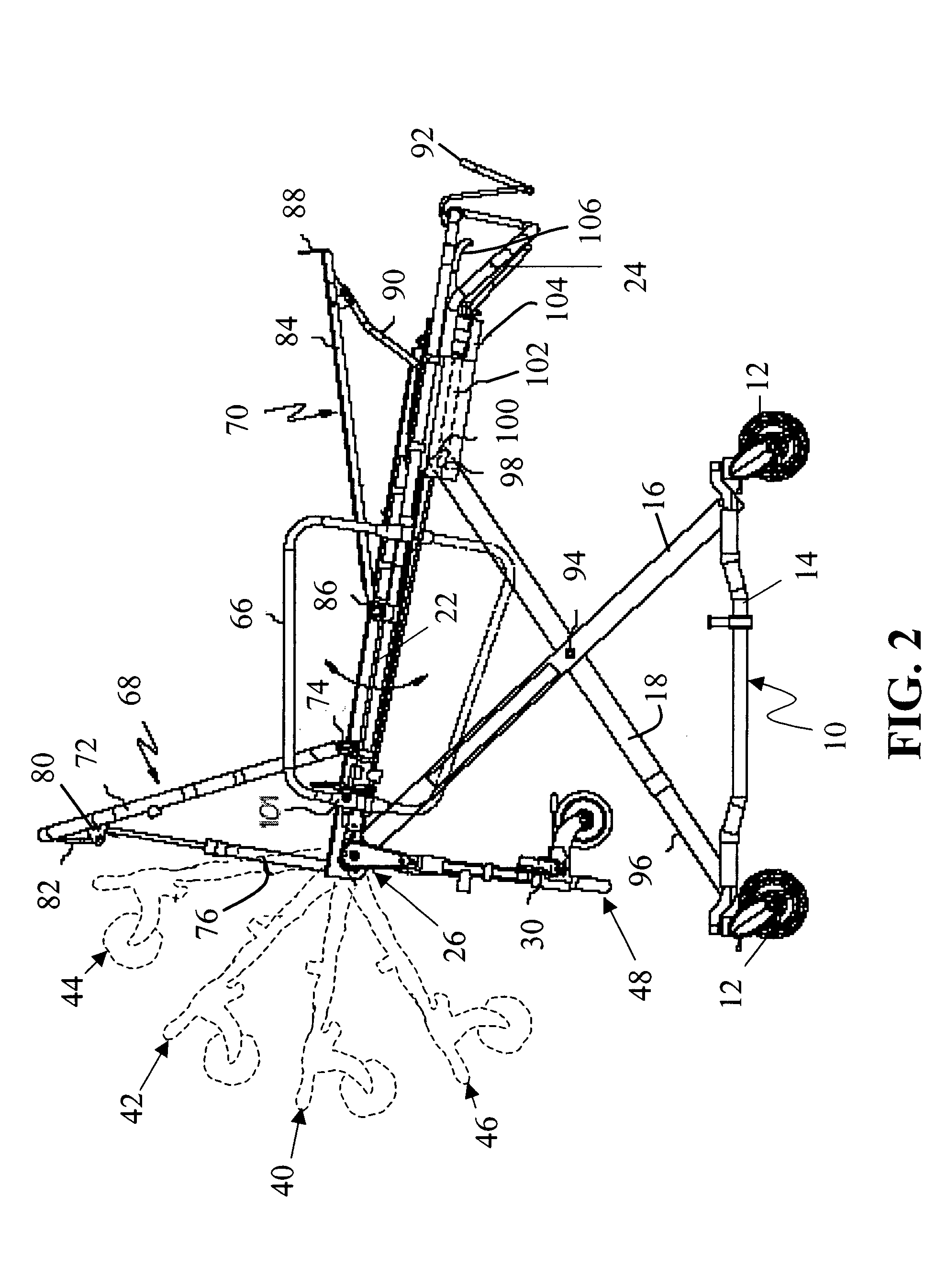 Ambulance cot with improved drop frame