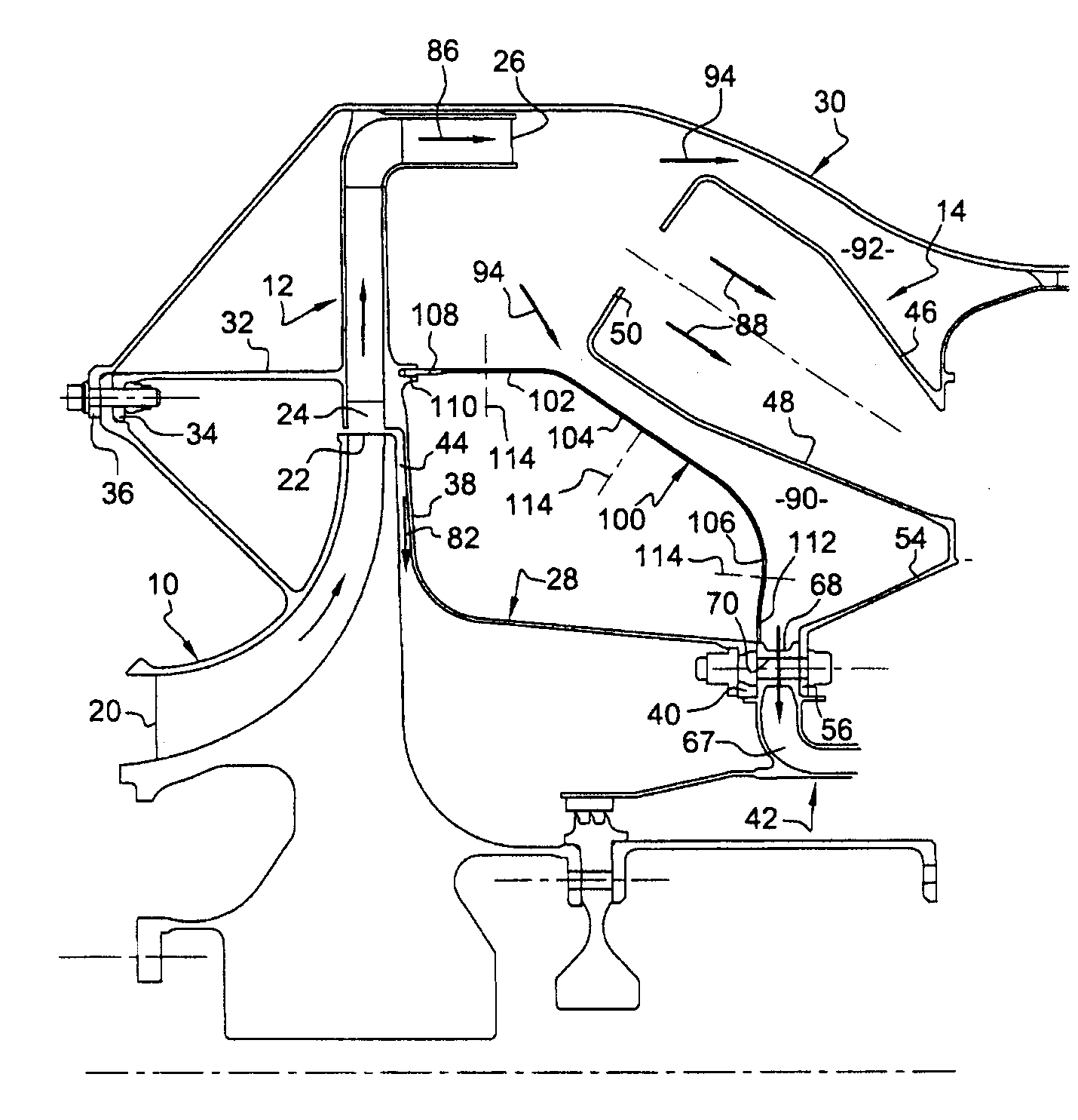 System for ventilating a combustion chamber wall in a turbomachine