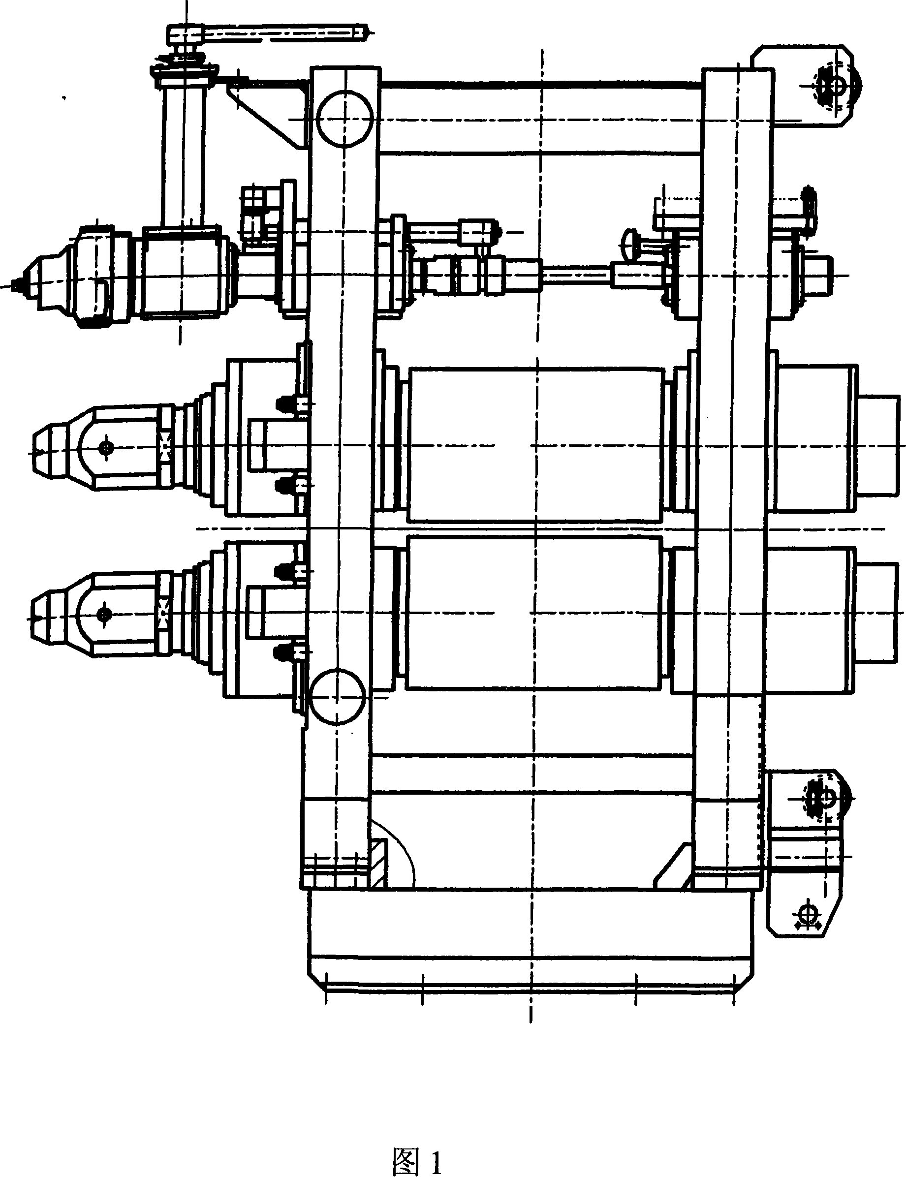 Frameless upright rolling mill with short stress trajectory