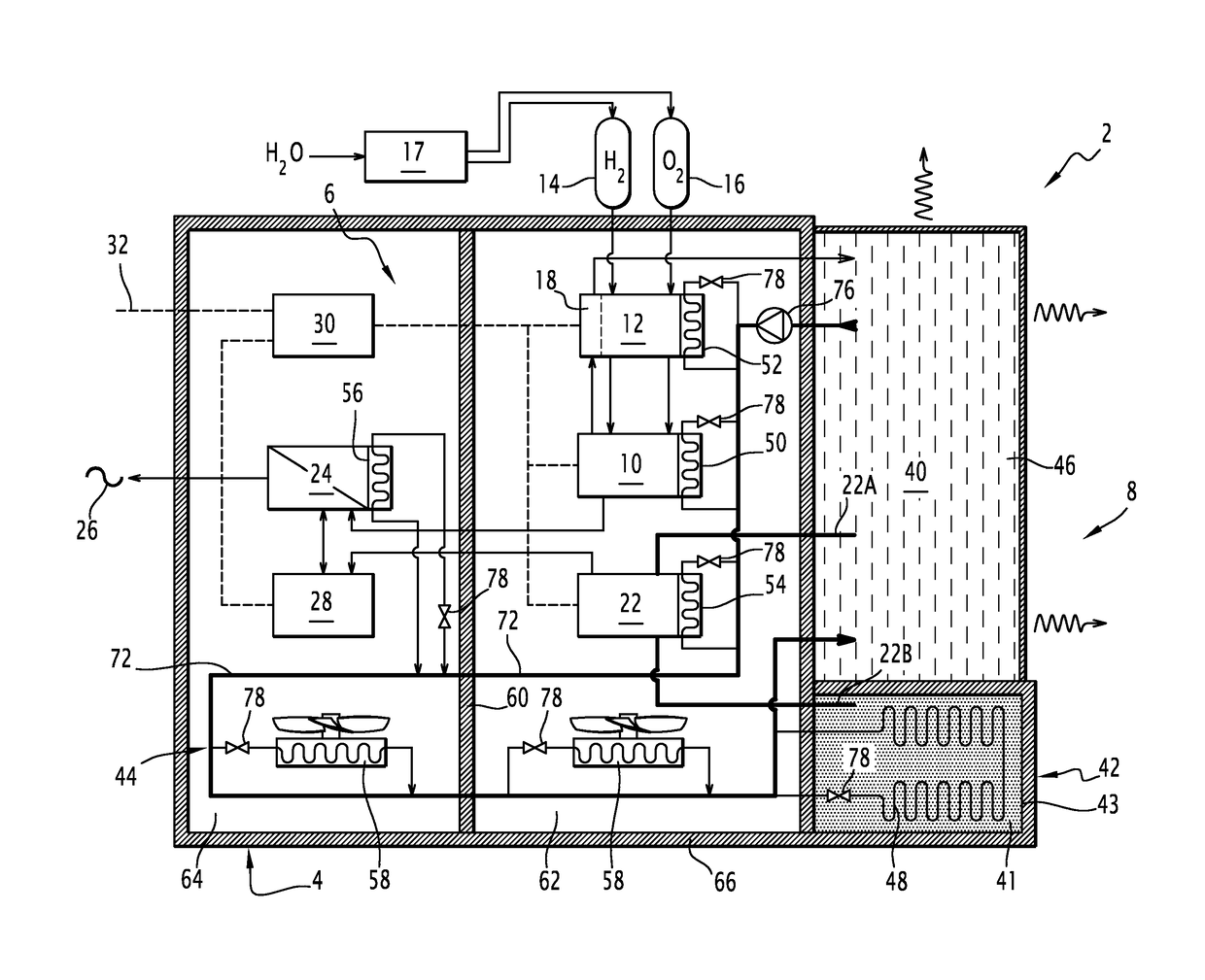 Power-generating system having a fuel cell