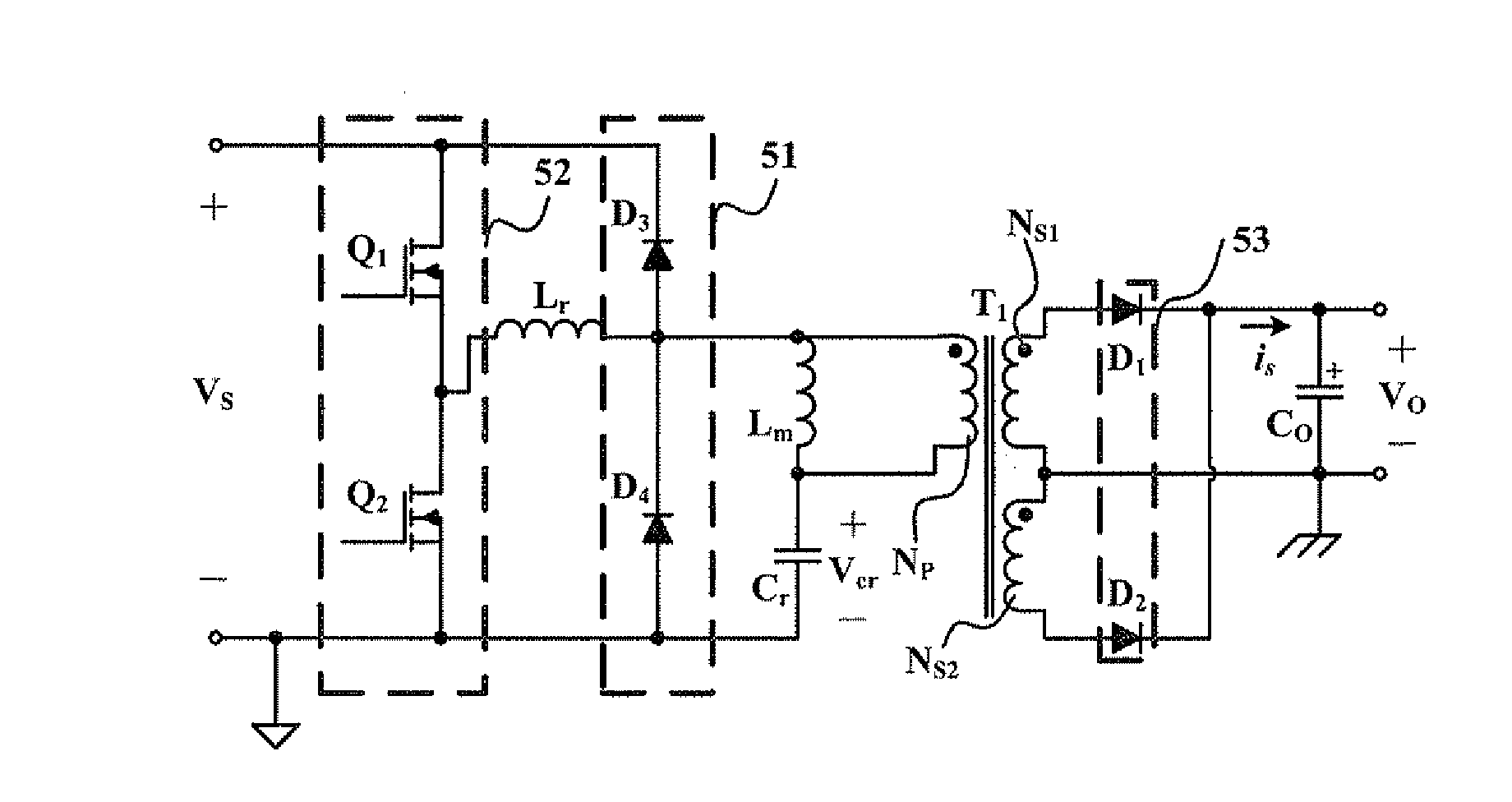 Llc resonant power converter with current-circulating circuit for enabling light-load regulation