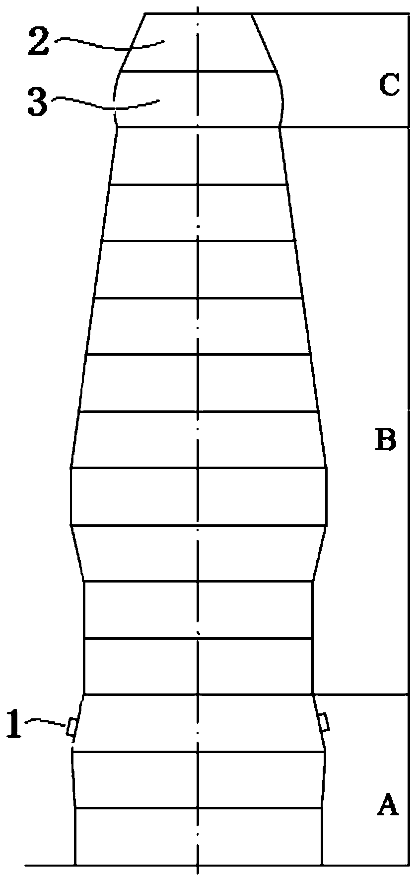 A medium-sized blast furnace shell replacement process