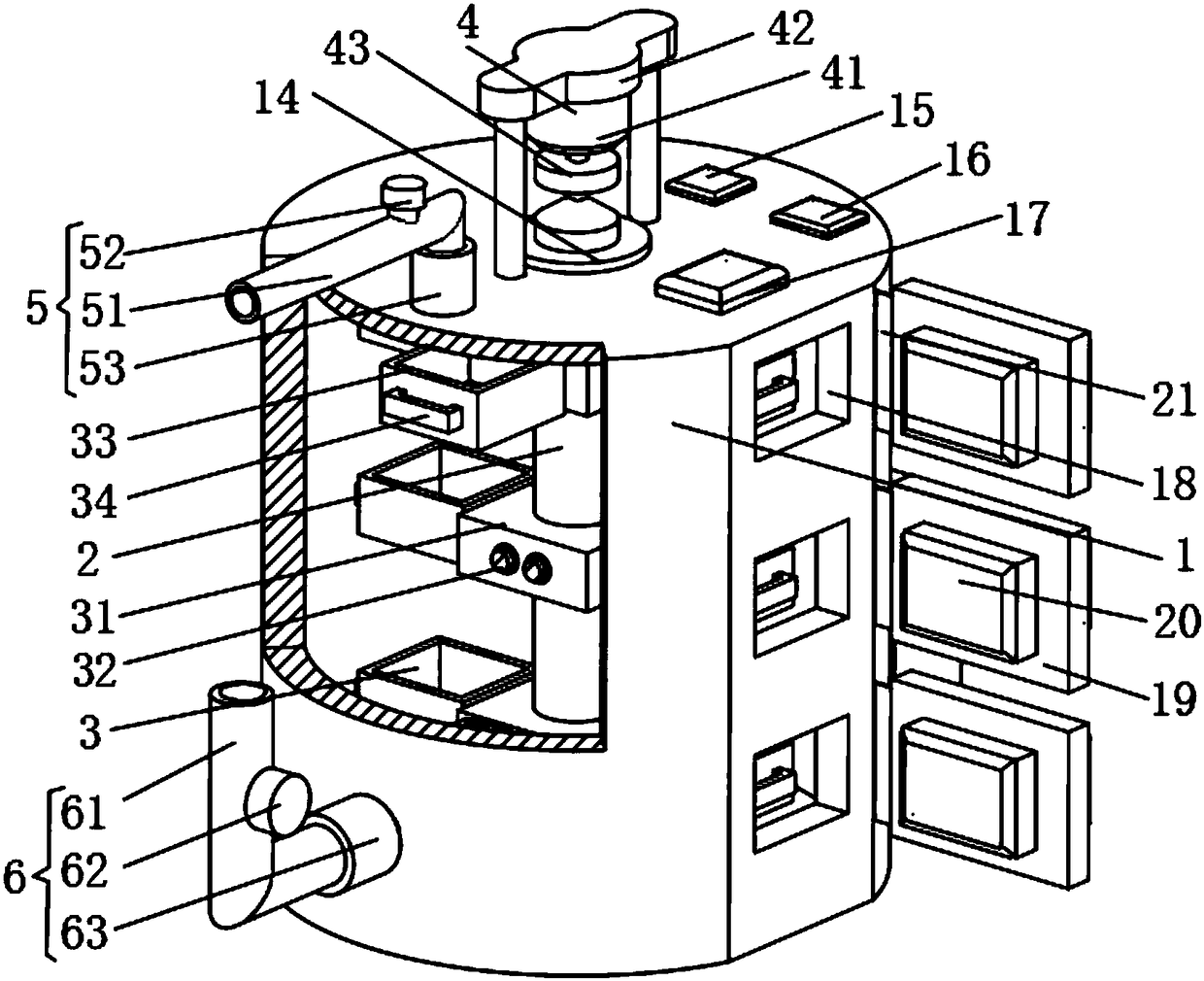 Umbilical cord blood stem cell storage and recovery device high in automation degree