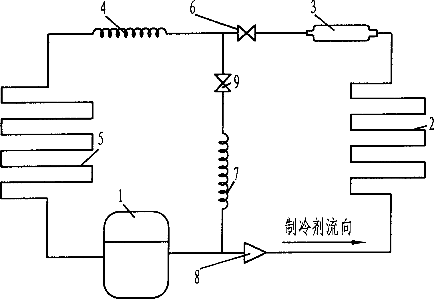 Condenser pressure-retaining energy-saving type refrigeration system for refrigerator