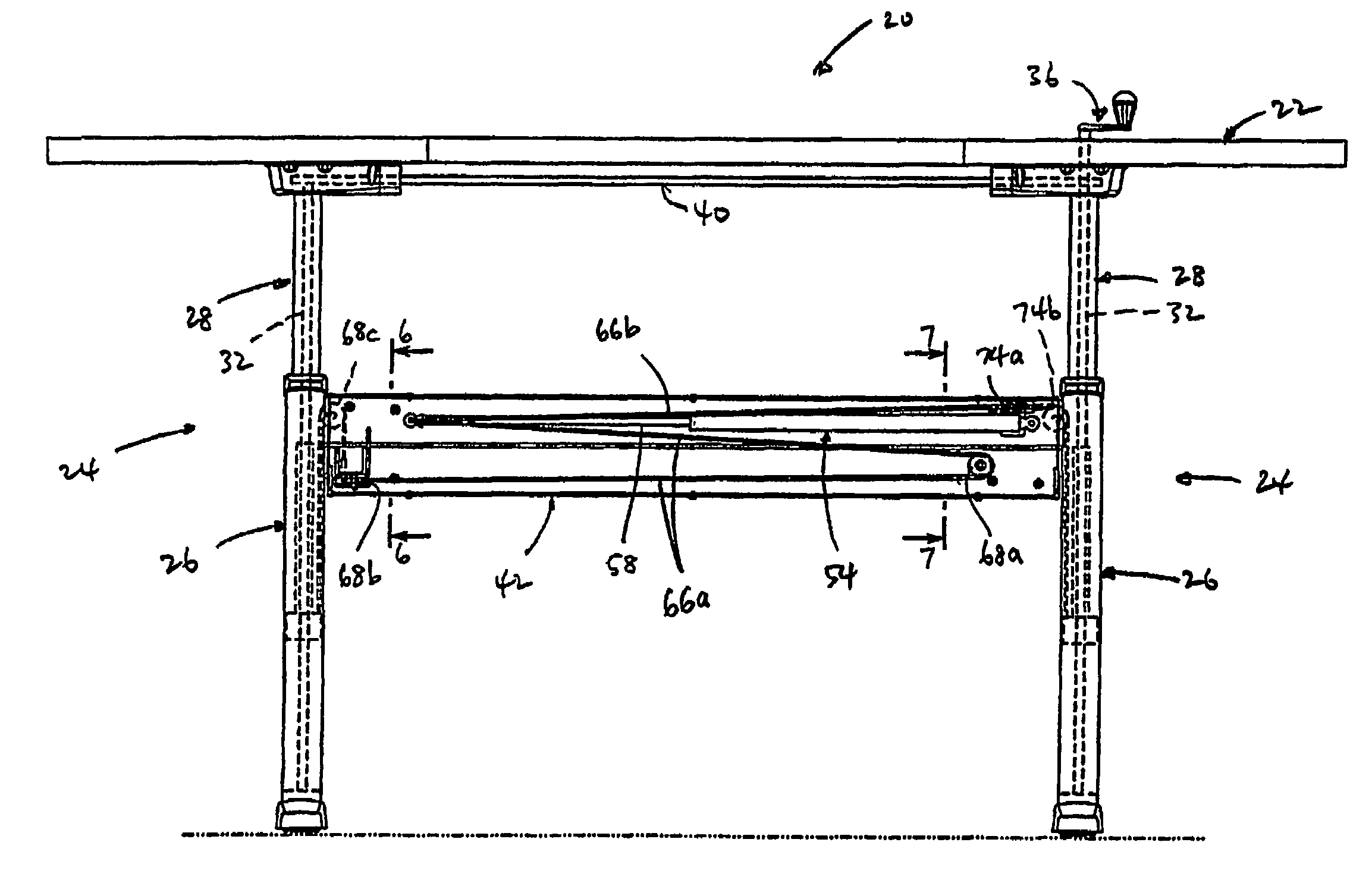 Quick crank adjustable height table